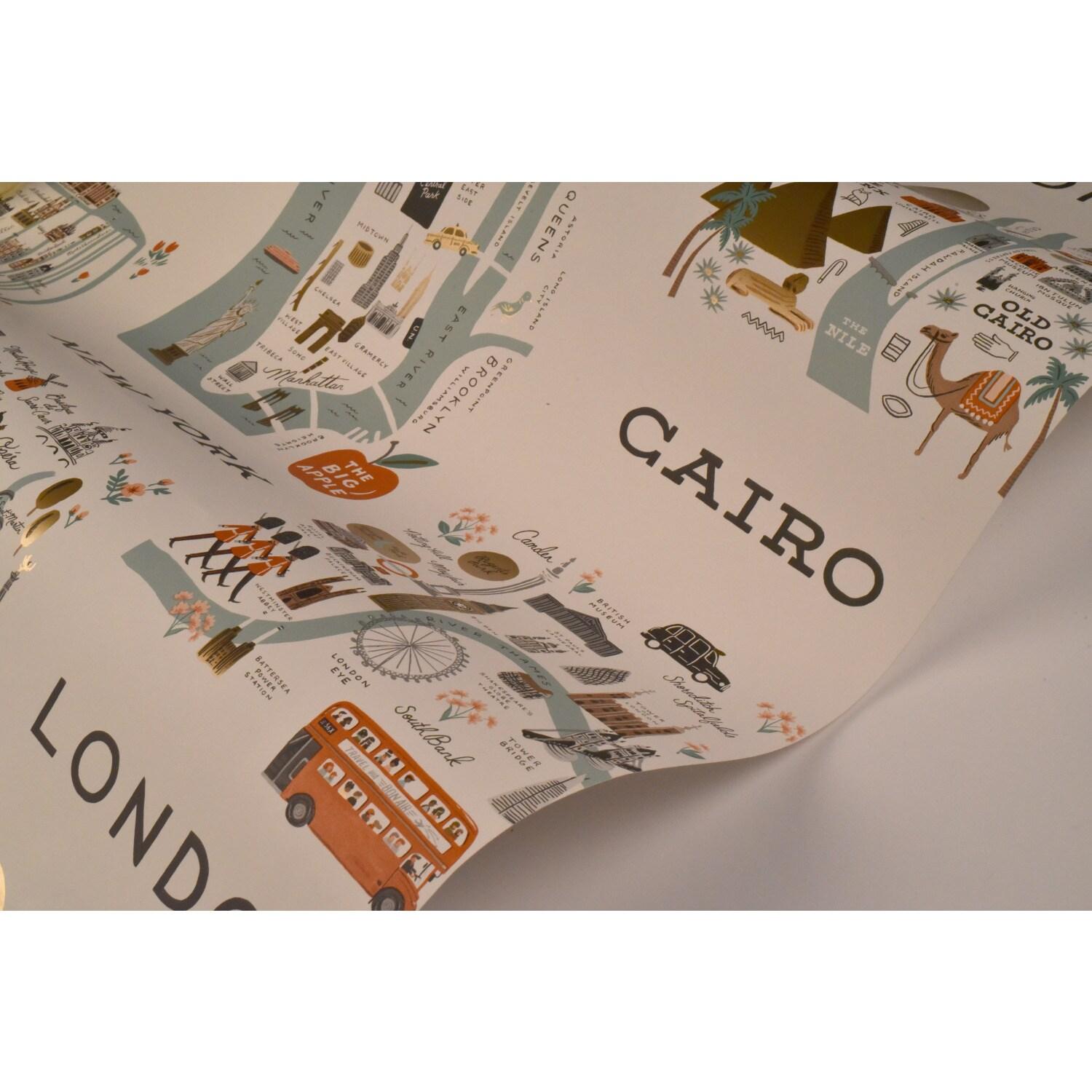 Rifle Paper Co. City Maps 27' L x 27" W Wallpaper Roll