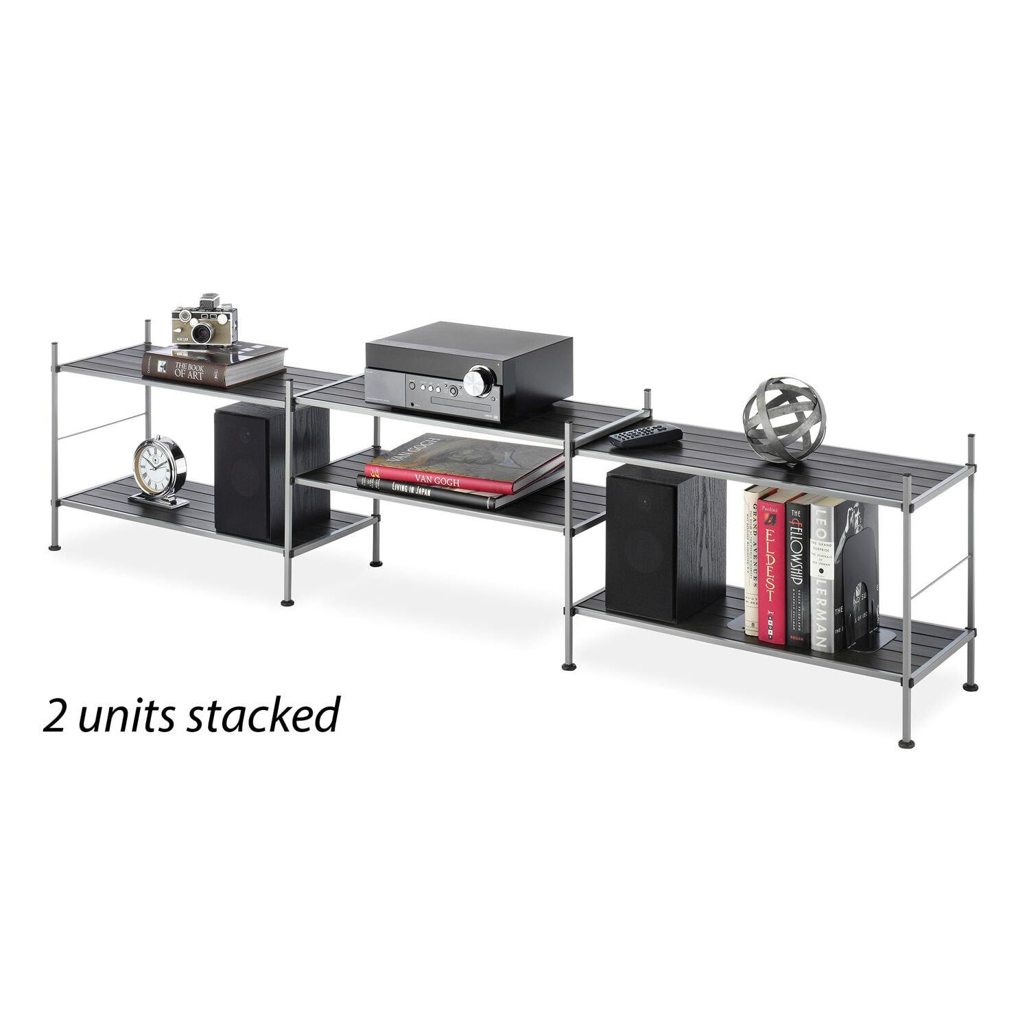 Whitmor 3-Tier Storage Shelves - Shoe Rack and Home Organizer - 12" x 25.625" x 17" - Silver Epoxy Iron Frame