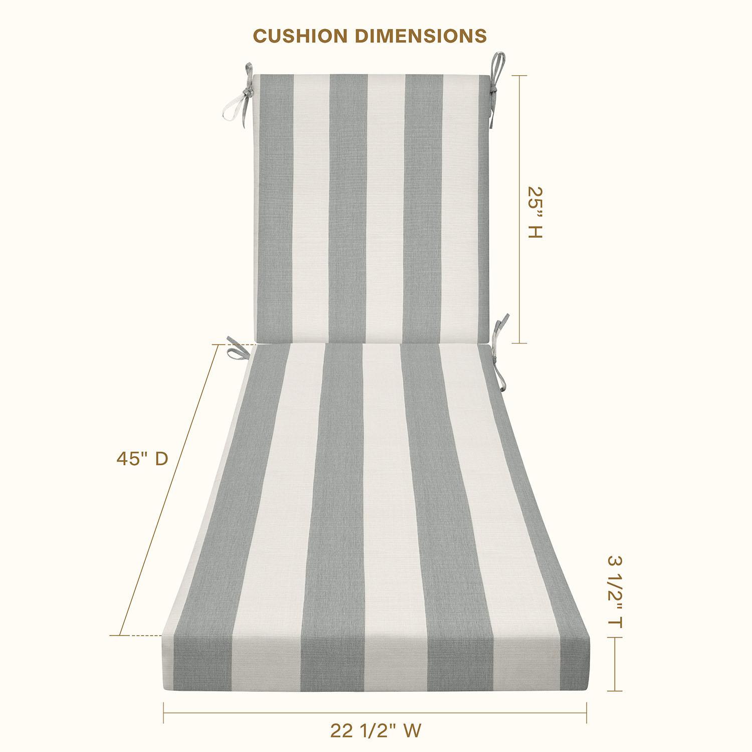 Hokku Designs Outdoor Chaise Lounge, 22.5 X 70, Stripe Stone Grey Chair Cushion For Patio Furniture