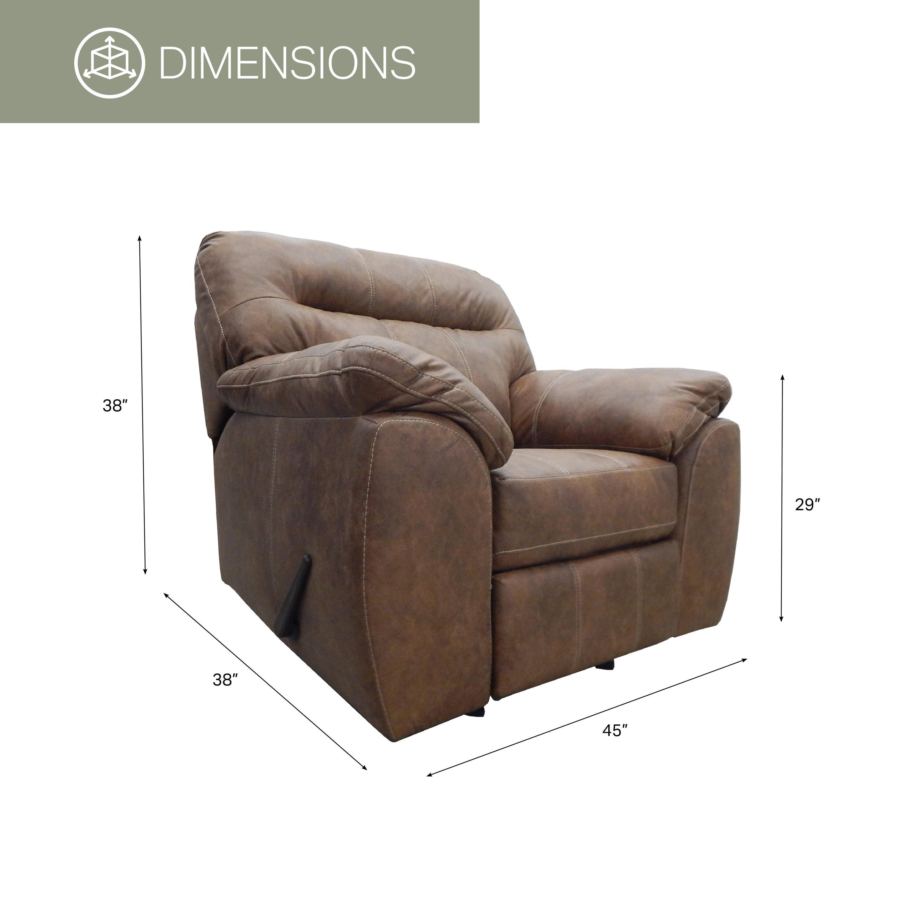 American Furniture Classics Model 8-03RR-A353V5 Rocker Recliner Chair in Brown Faux Leather