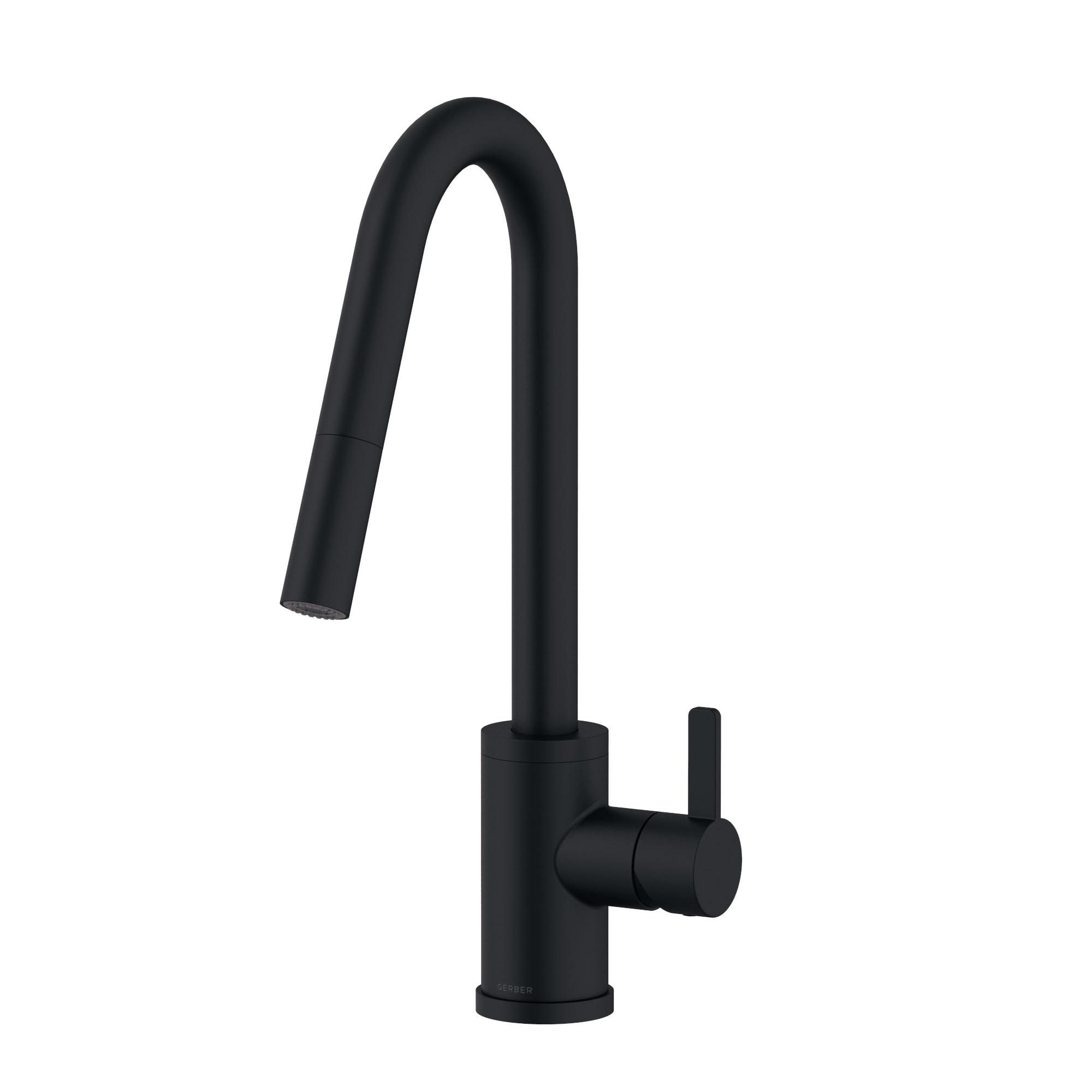 Gerber Satin Black Single Handle Deck-mount Handle Residential Pull-down Kitchen Faucet with Sprayer