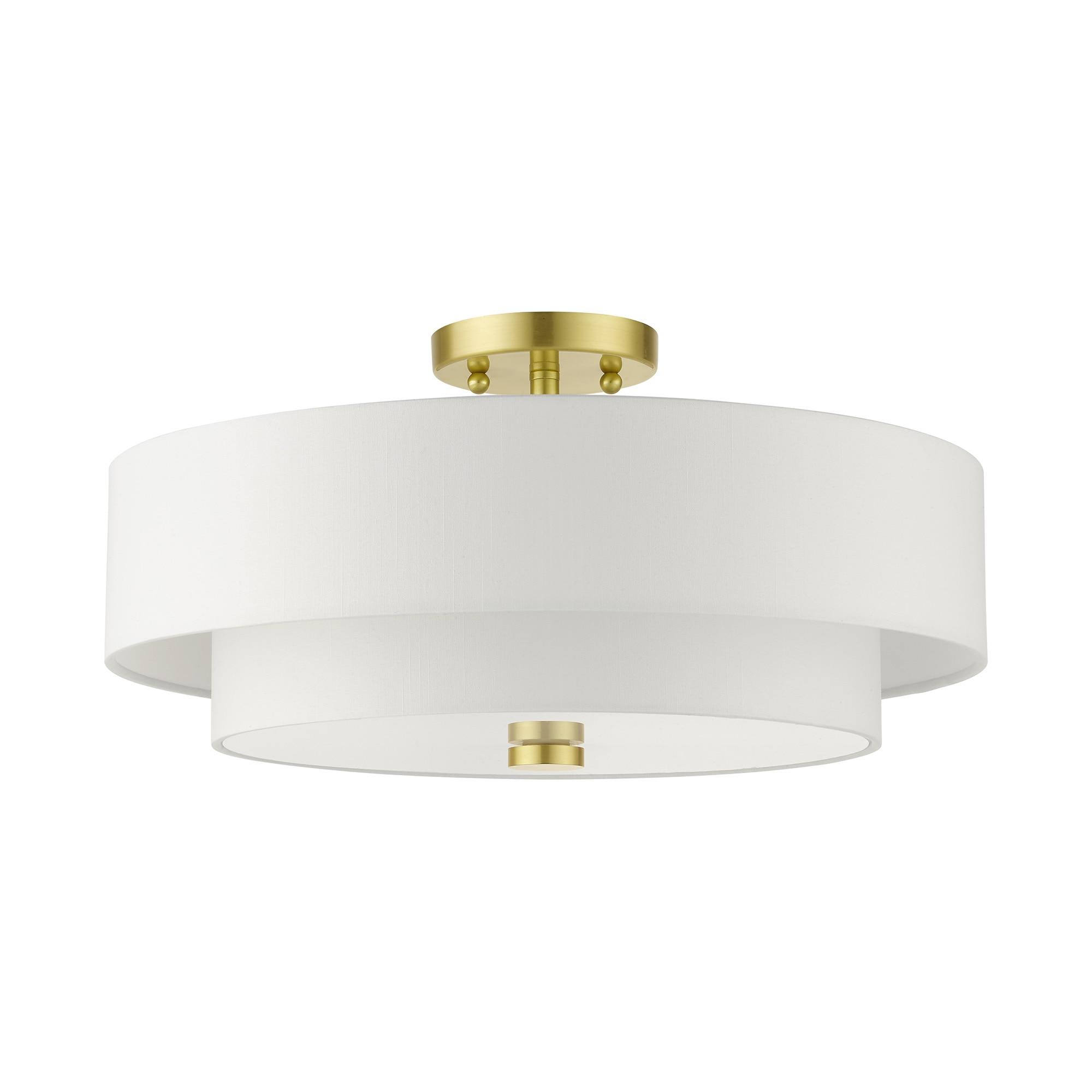 Livex Lighting Claremont 4 - Light Semi-Flush Mount in  Satin Brass