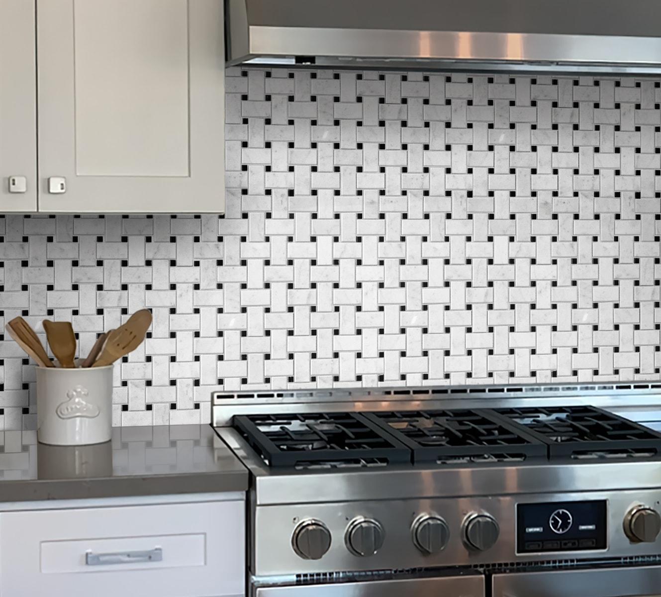 12" x 12" Natural Stone Basketweave Mosaic Wall & Floor Tile