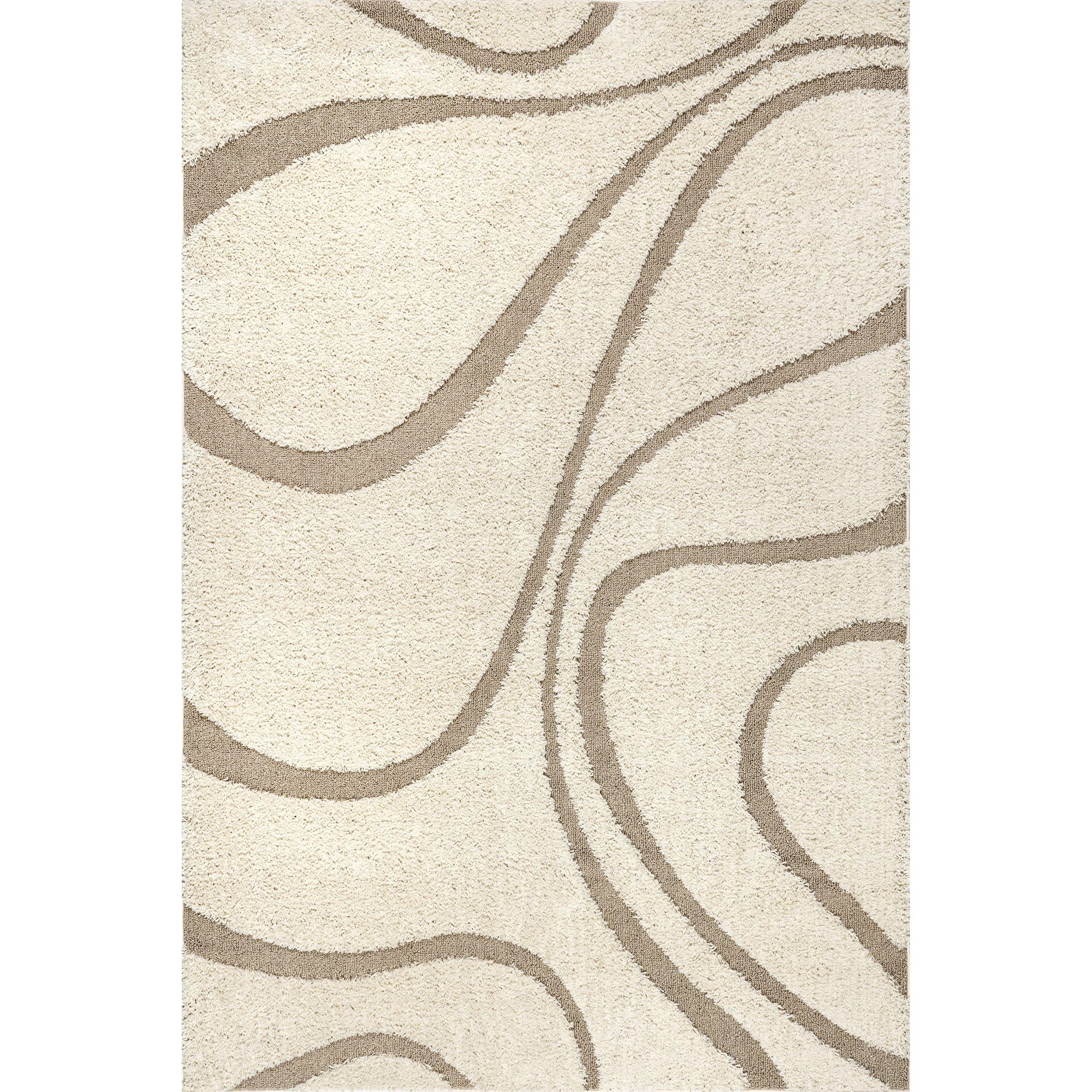 Nuloom Carolyn Abstract 8x11 Shag Indoor Area Rug for Living Room Bedroom Dining Room Nursery, Cream/Beige