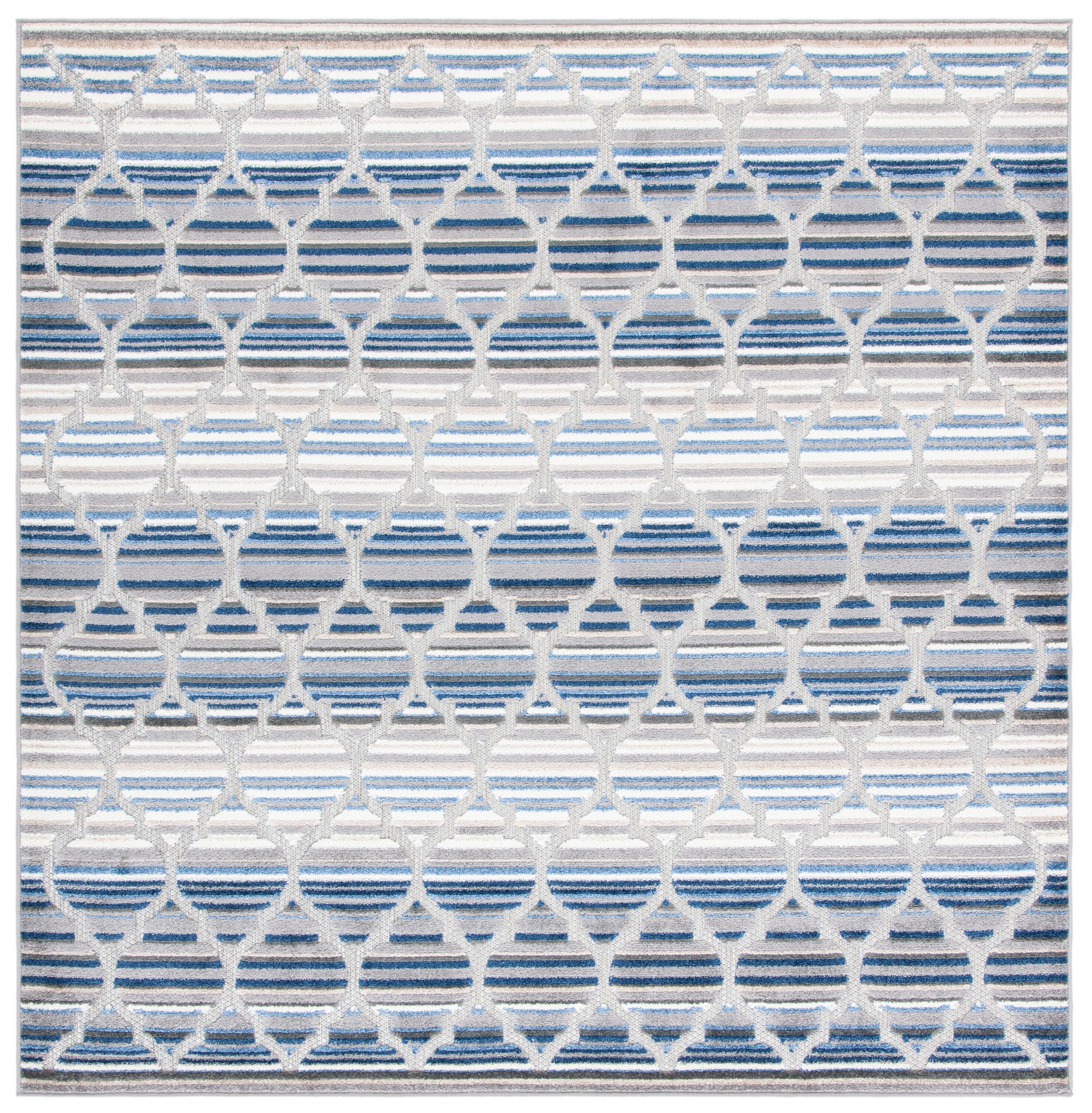 Cabana CBN333 Loomed Indoor Accent Rug - Blue/Grey - 3'x3' - Safavieh