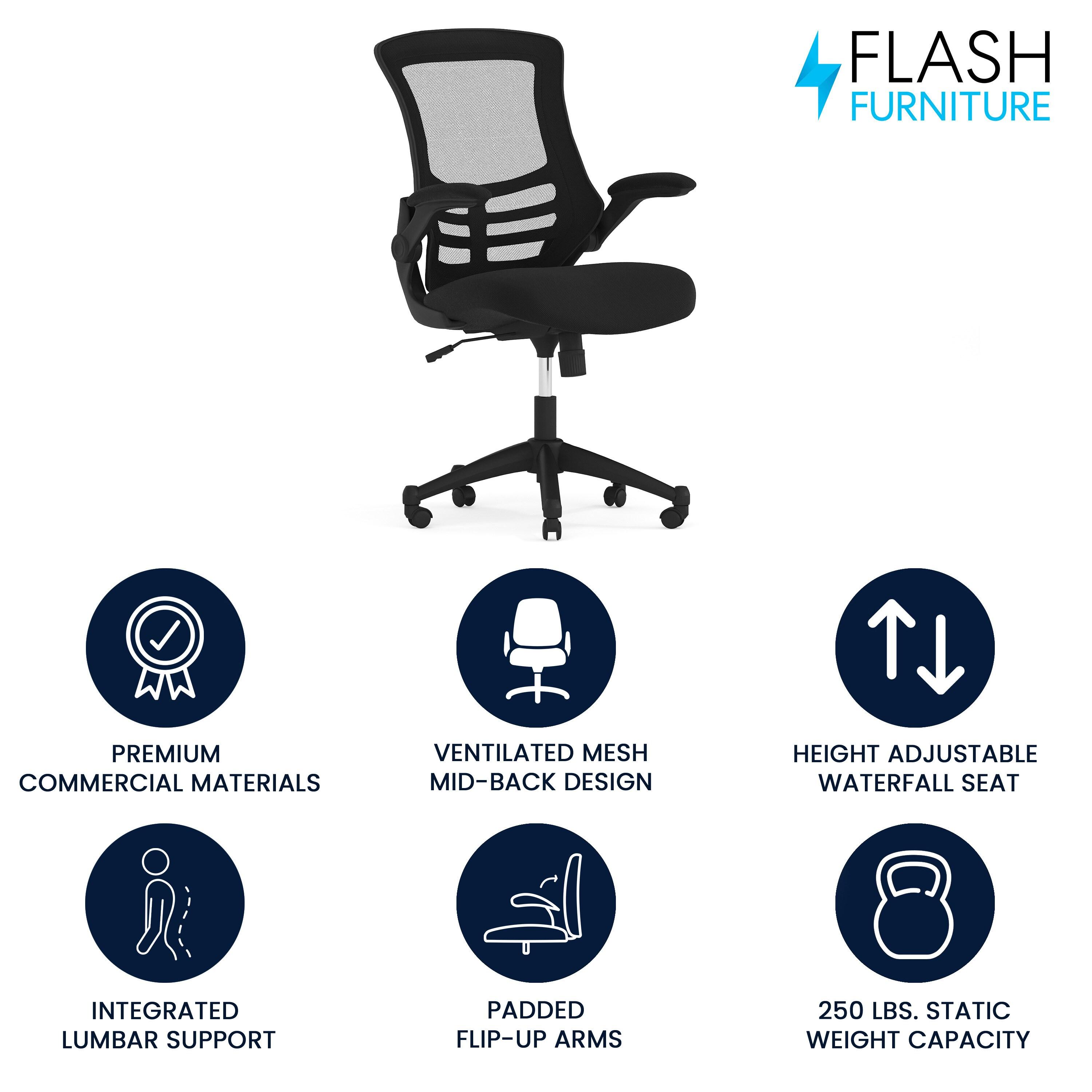 Jayetta Mid-Back Mesh Swivel Ergonomic Office Chair with Flip-Up Arms