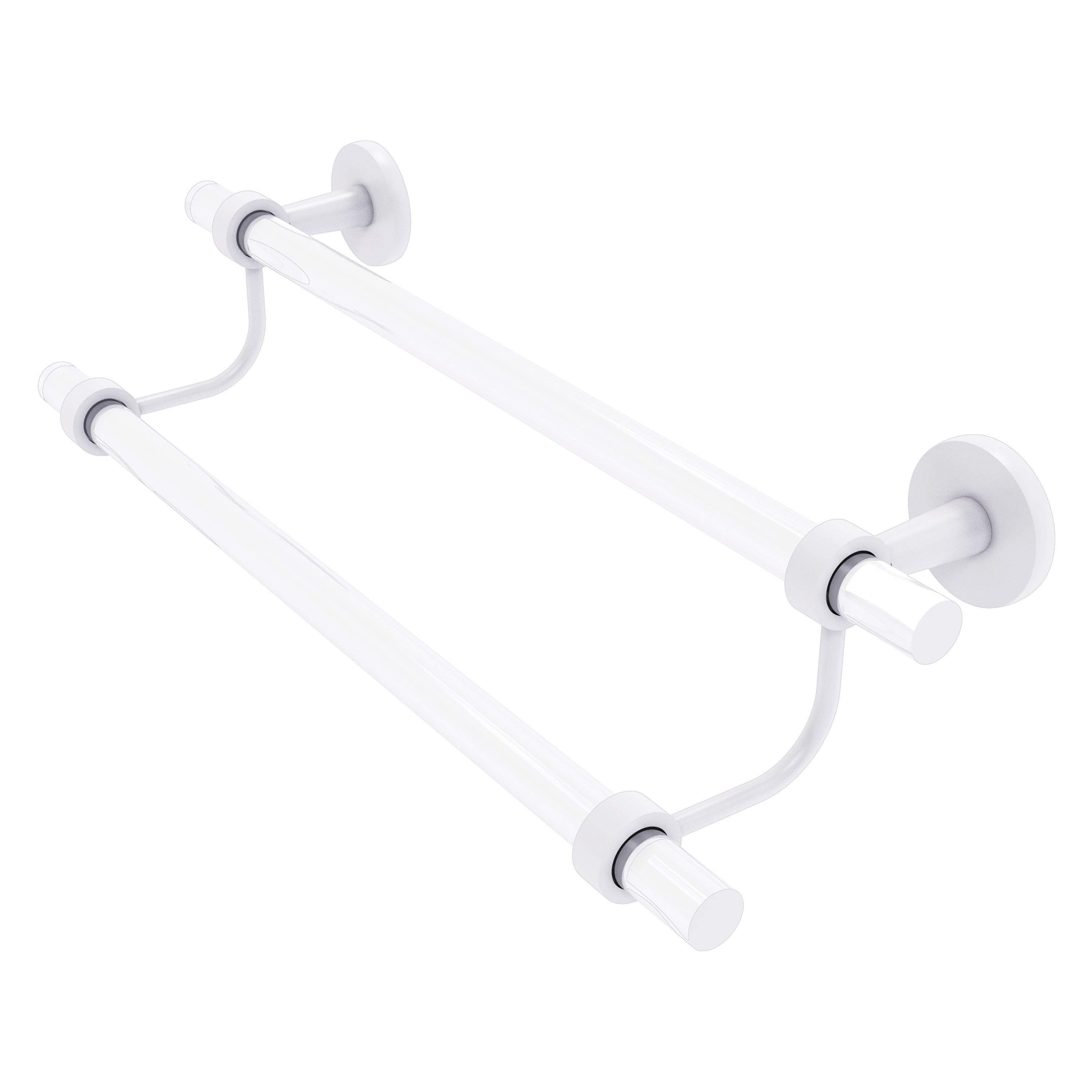 Matte White Brass and Acrylic Double Towel Bar