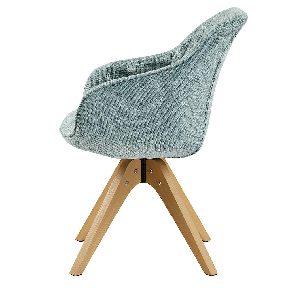 Art Leon Mid Century Accent Chair Fabric Swivel Beech Wood Legs, Light Blue