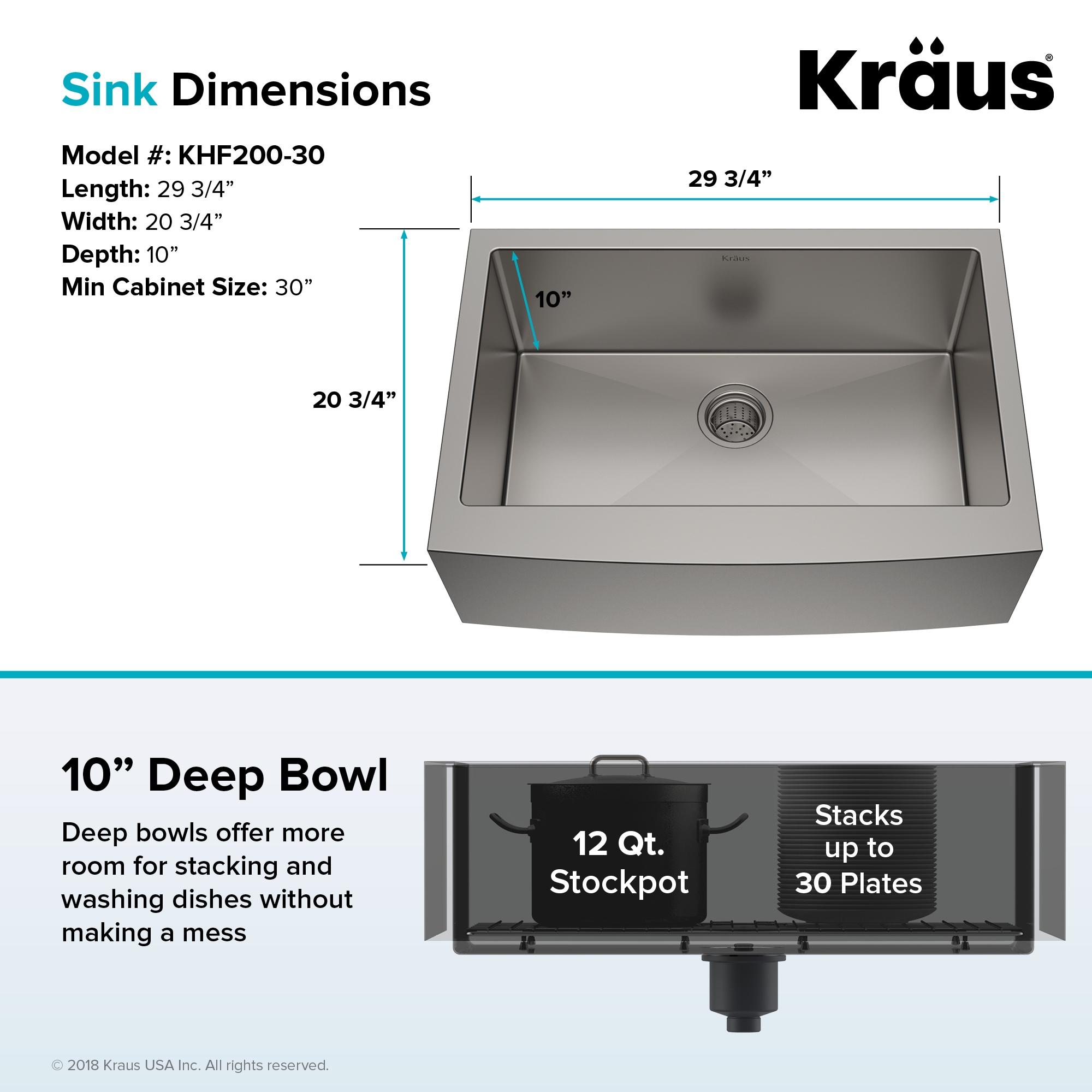 KRAUS Standart Pro Apron Front Farmhouse 16 Gauge Single Bowl Stainless Steel Kitchen Sink