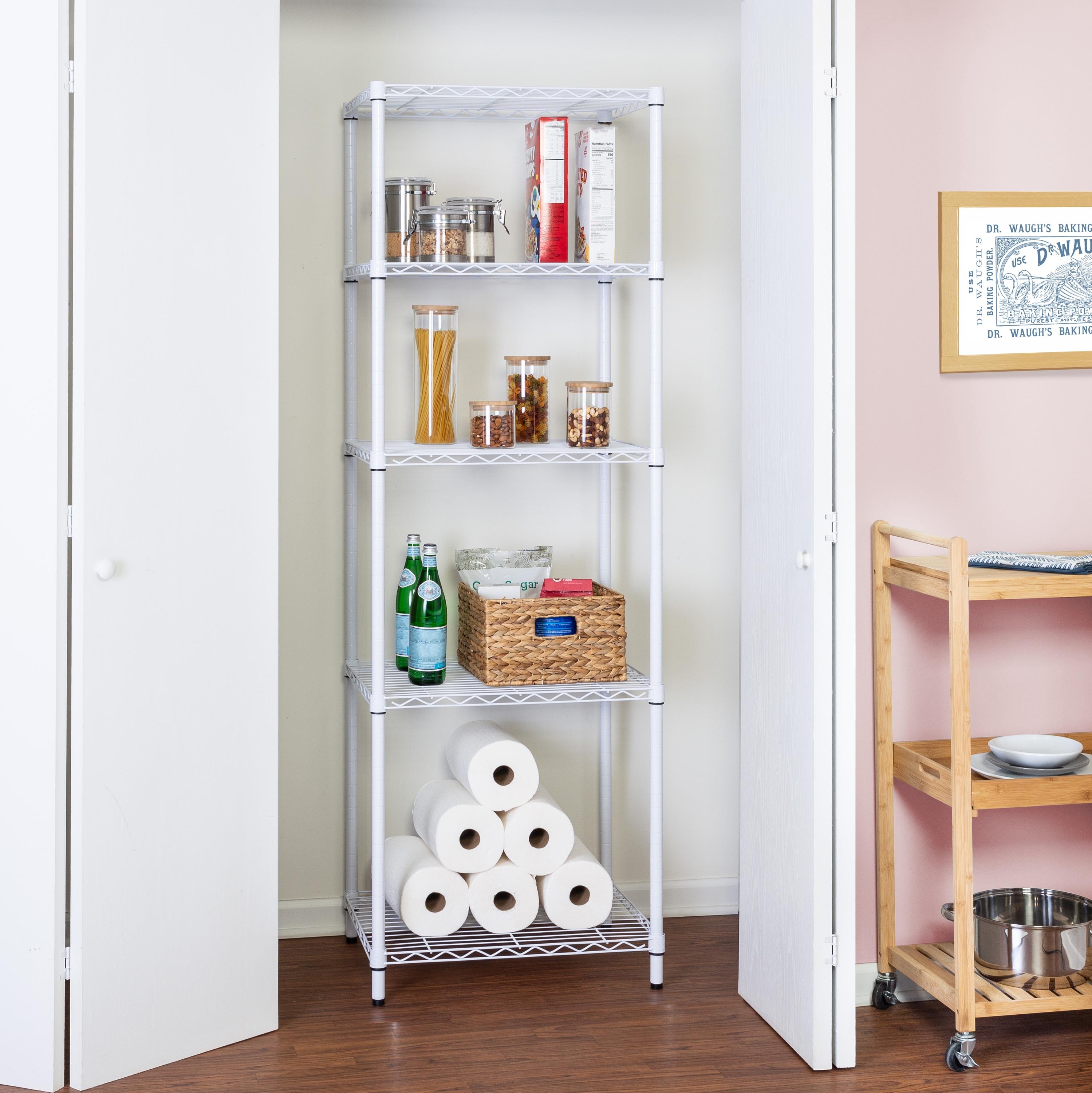 Honey-Can-Do 5-Shelf Steel Heavy Duty Adjustable Storage Shelves, White, Holds up to 250 lb per Shelf