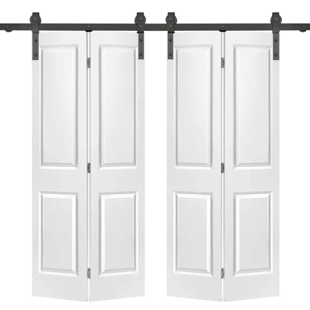 Paneled MDF Composite Double Bifold Barn Doors with Installation Hardware Kit