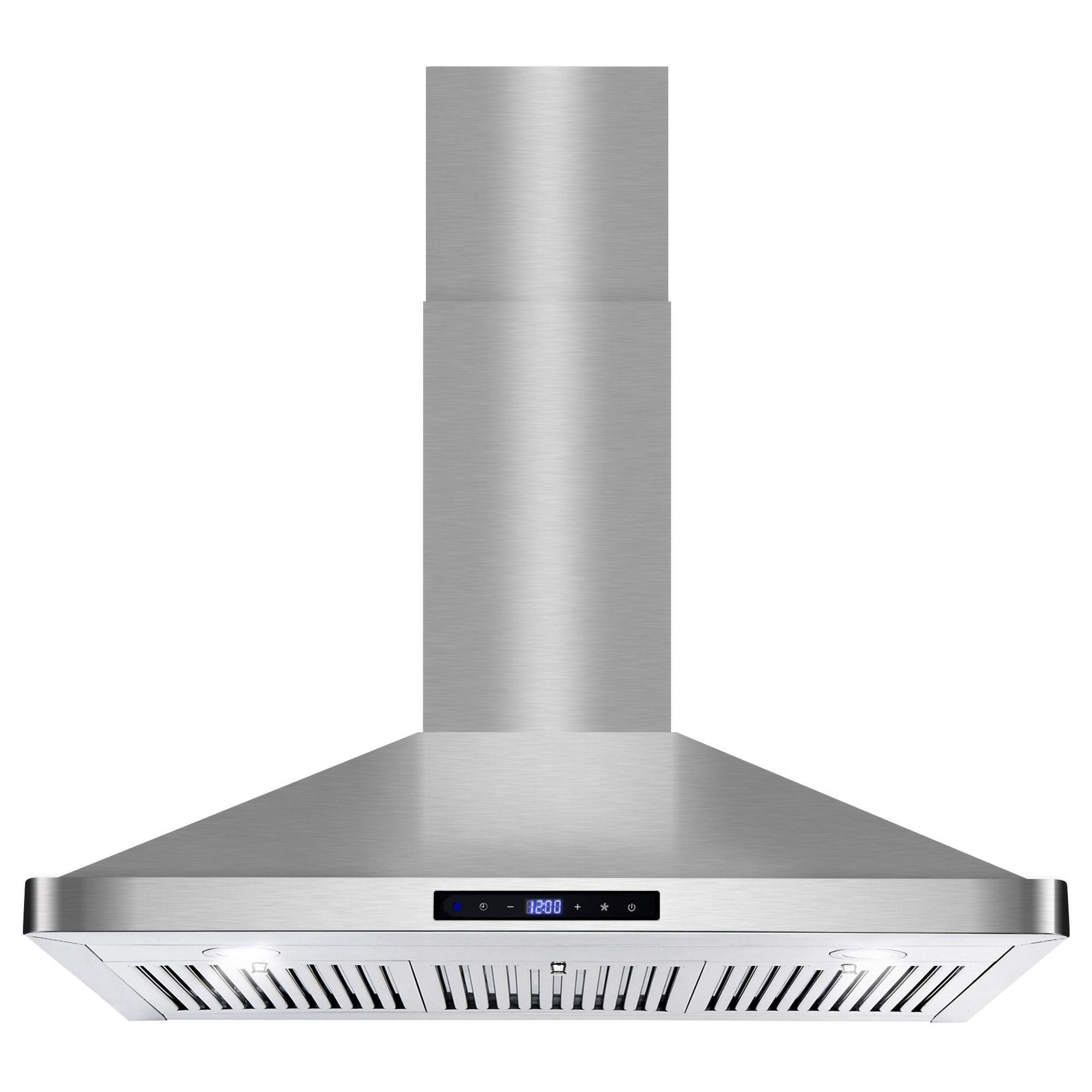 Cosmo 36 in. Vista Collection Ducted Wall Mount Range Hood, Touch Controls, LED Lights, Permanent Filters, Stainless Steel