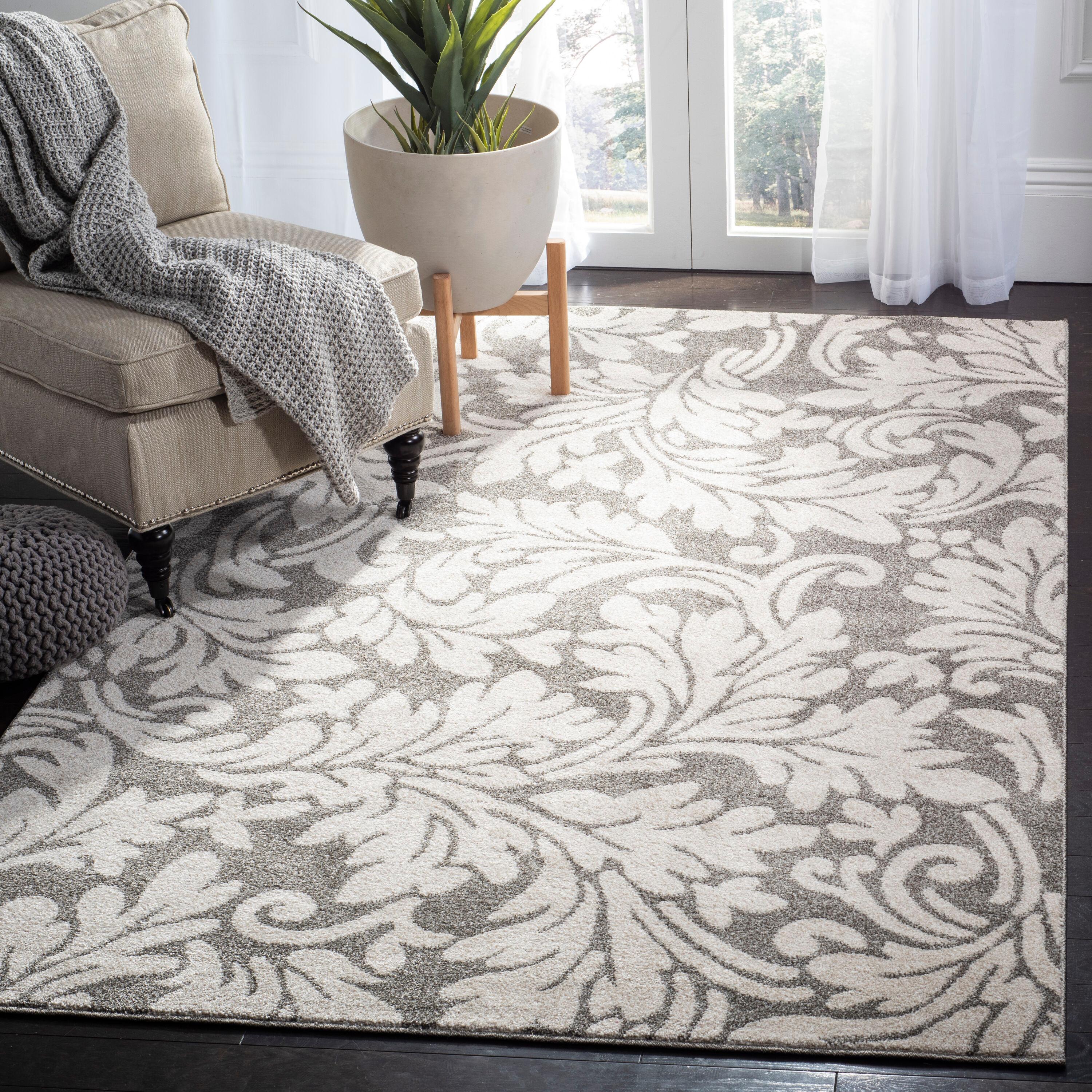 Amherst AMT425 Power Loomed Indoor Accent Rug - Dark Grey/Beige - 3'x5' - Safavieh