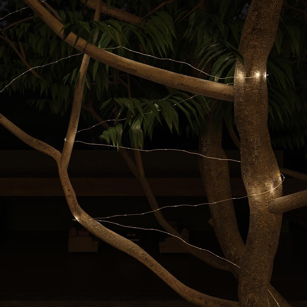 Outdoor Starry Solar String Lights- Solar Powered Warm White Fairy 100 LED Lights with 8 Lighting Modes for Patio, Backyard, Events by Nature Spring