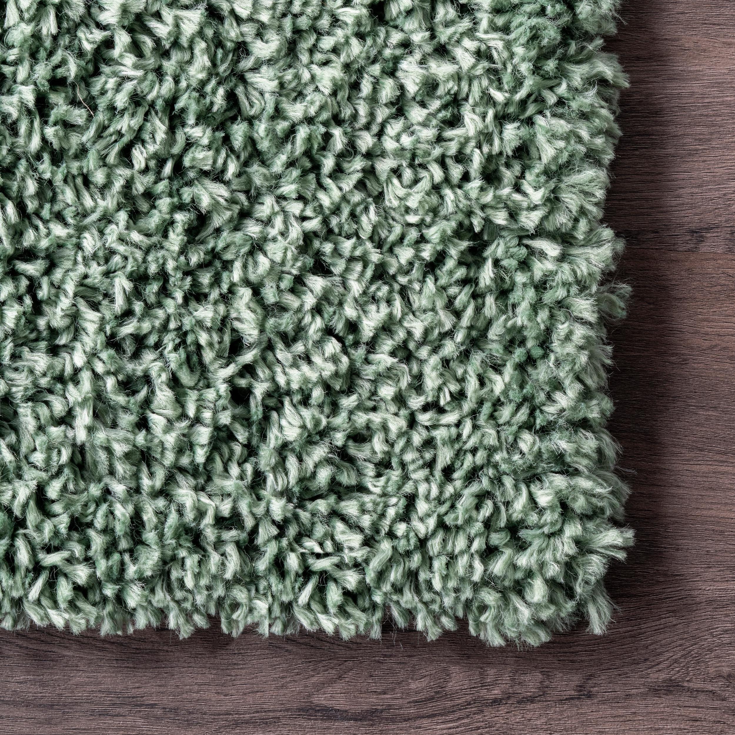Nuloom Kara Solid 6 Round Shag Indoor Area Rug for Living Room Bedroom Dining Room Nursery, Green
