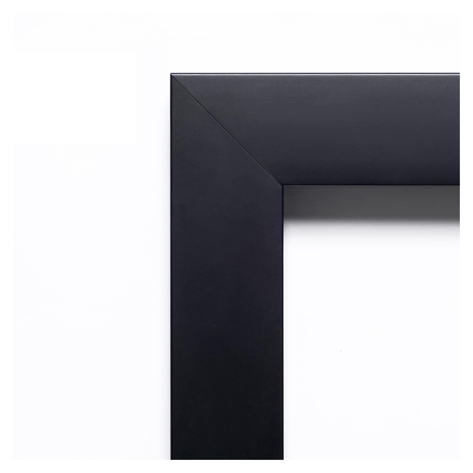 Amanti Art Mezzanotte Black Non-Beveled Wood Bathroom Wall Mirror 26 x 38 in.