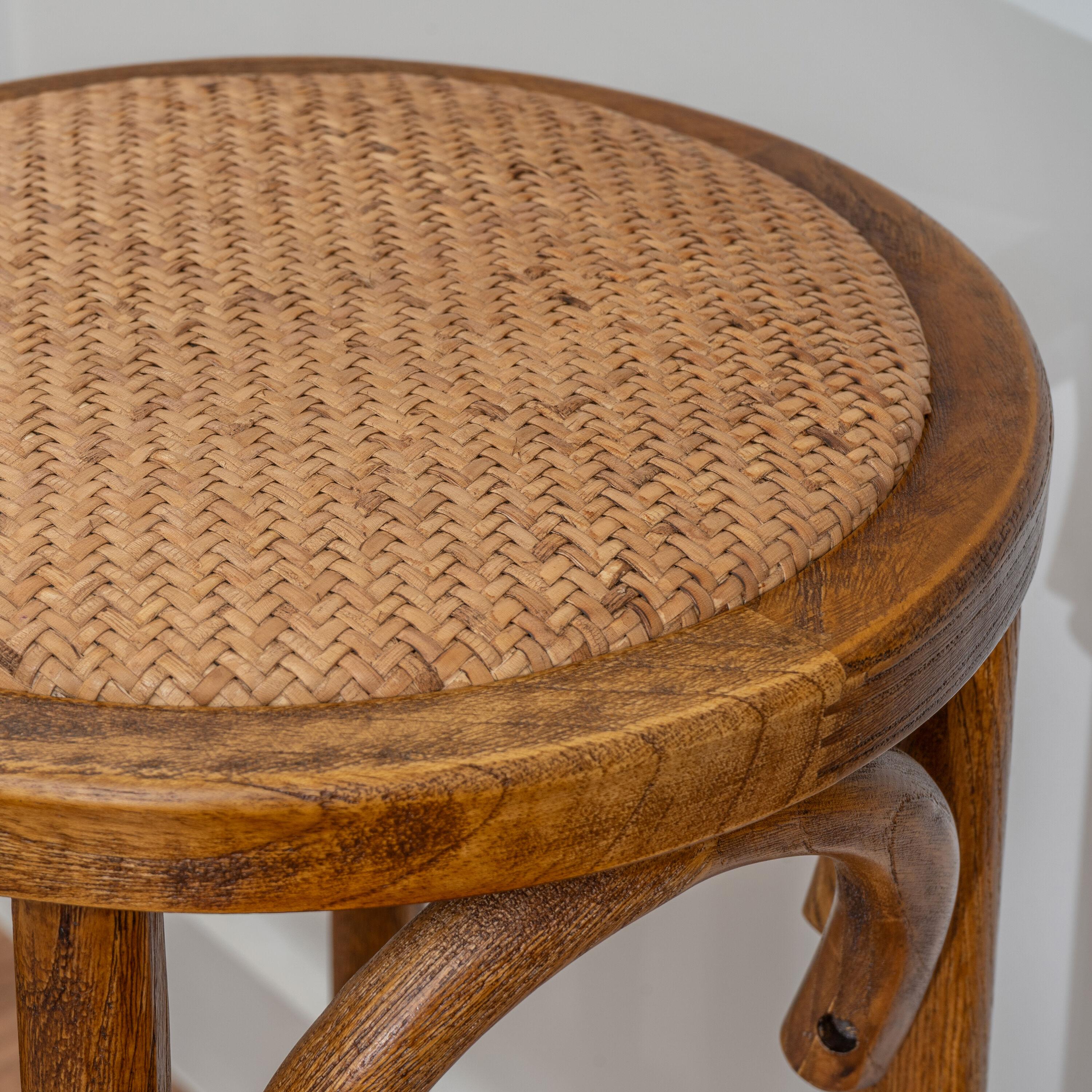 Dovecove Fredericksburg Round Rattan Seat Counter Stool with Solid Wood Frame