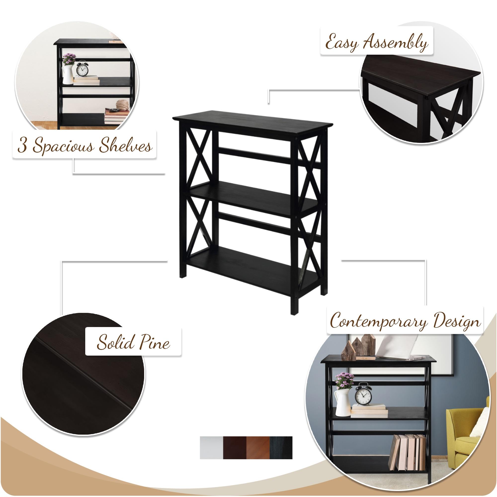 Ebern Designs Solid Wood Etagere Bookcase