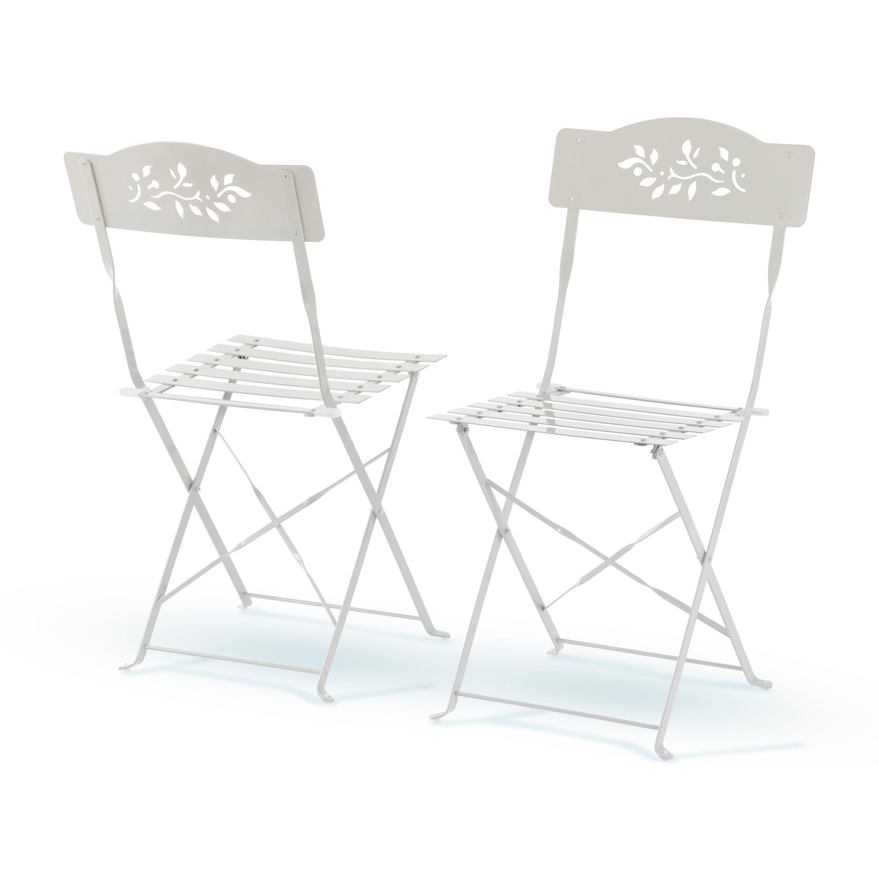 Alpine Corporation Indoor/Outdoor 3-Piece Bistro Set Folding Table and Chairs Patio Seating, White