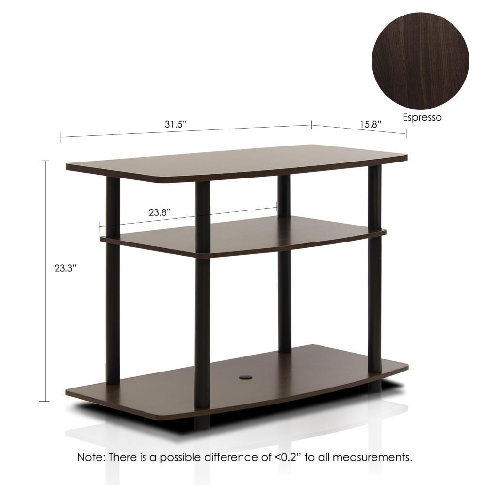 Furinno 3-Tier TV Stand Console Table for TV's up to 32" Media Entertainment Center No Tools Espresso/Black