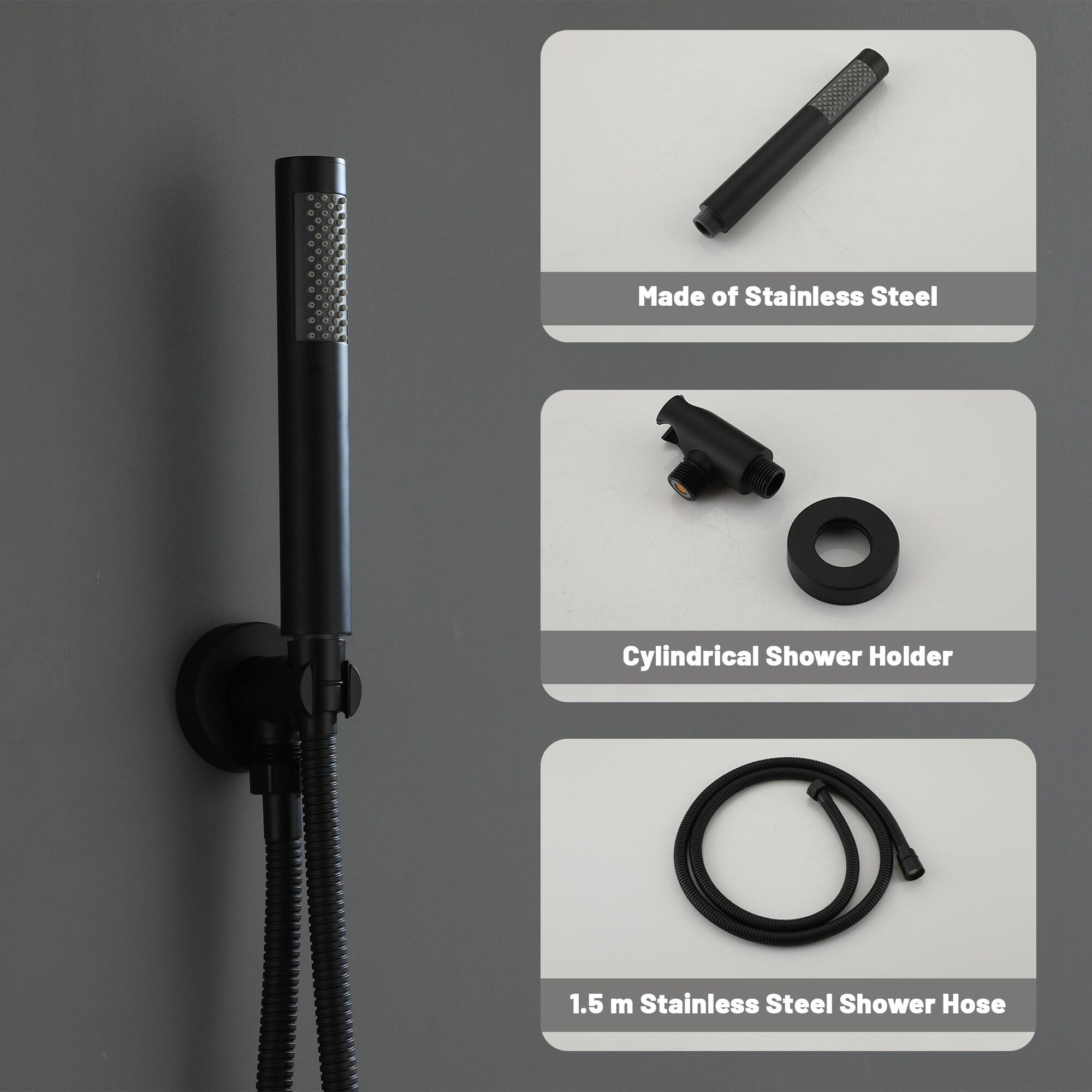 High-Pressure Shower System with 10 Inch Round Rain Shower Head and Handheld Wall Mounted, Shower Faucet Set Combo Set with 2 in 1 Handheld Showerhead for Bathroom, Matte Black