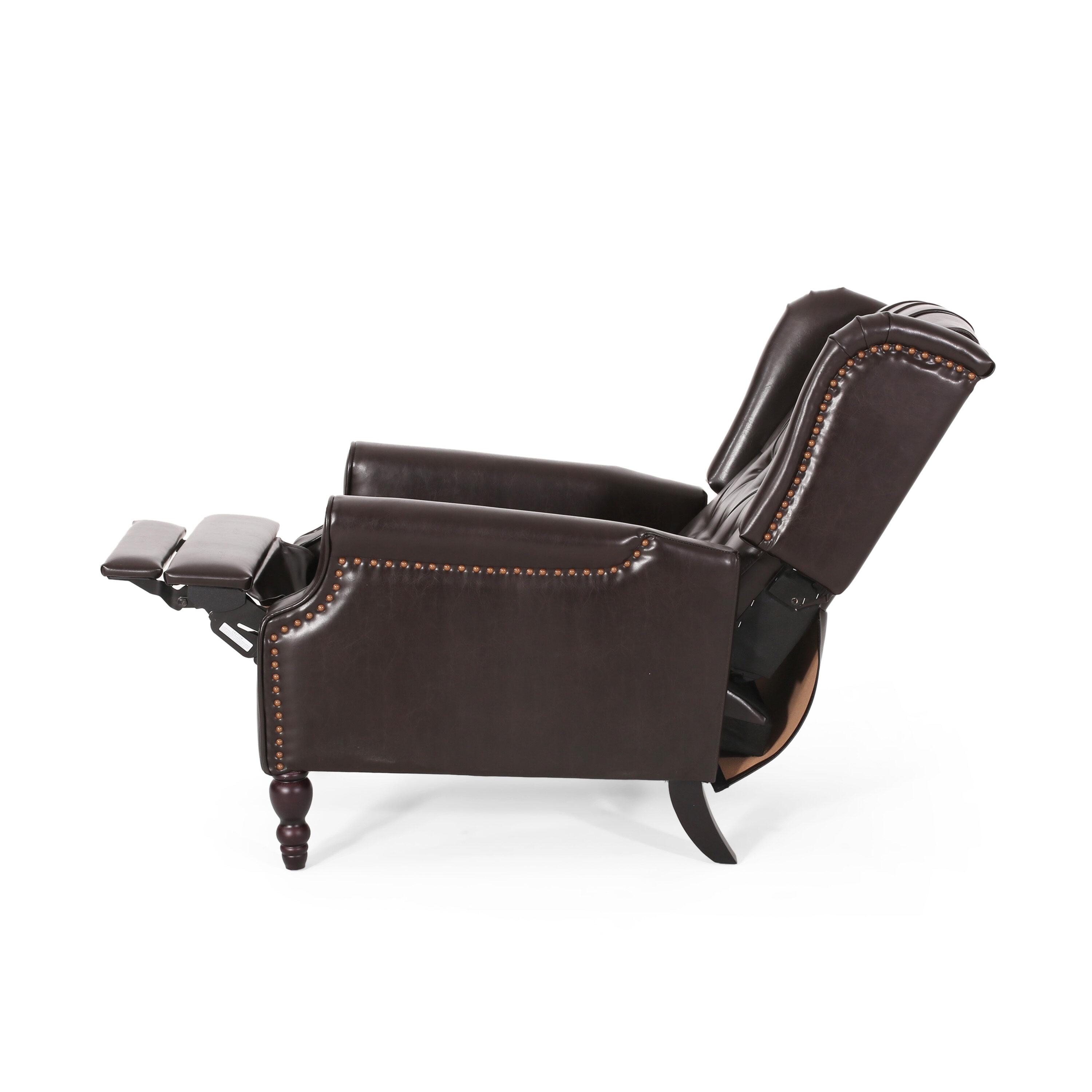 Walter Brown Bonded Leather Recliner Club Chair - Christopher Knight Home: Comfortable Seating, 250lb Capacity