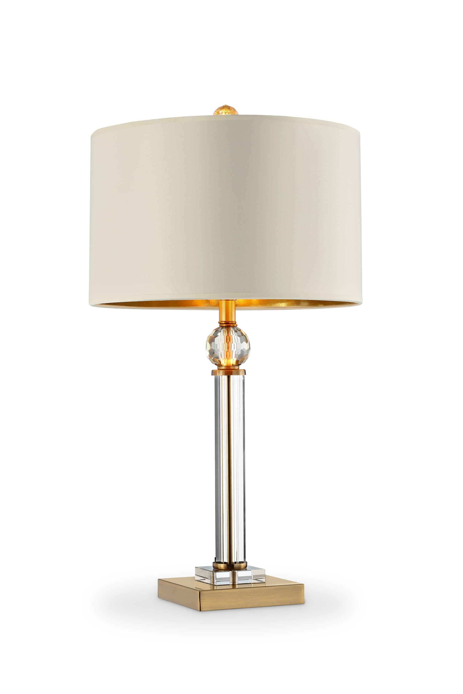 29.5" Traditional Metal Table Lamp with Crystal Accents Gold - Ore International: Elegant Linen Shade, UL Listed