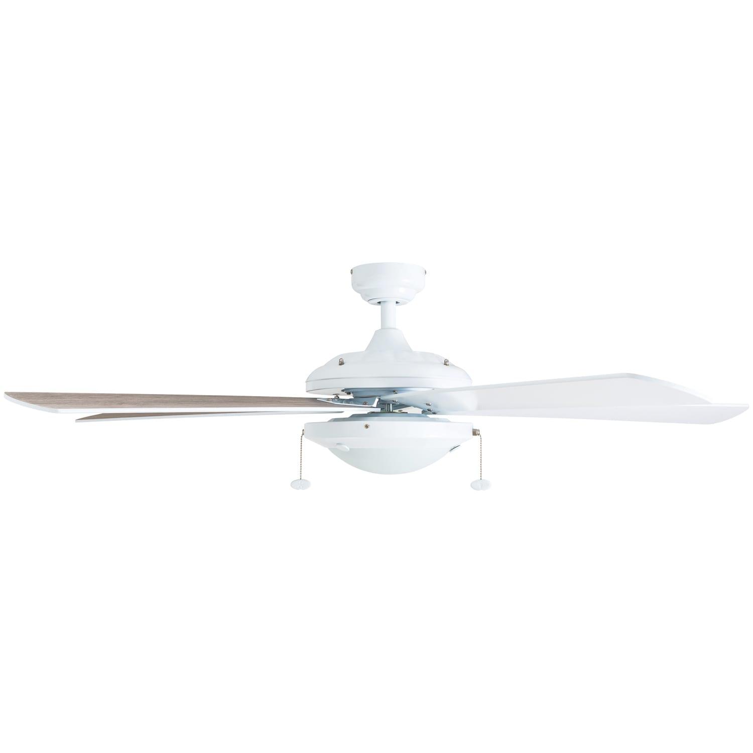 Prominence Home Bolivar 52" White Ceiling Fan with 5 Blades, Integrated LED Light Kit, Pull Chains & Reverse Airflow
