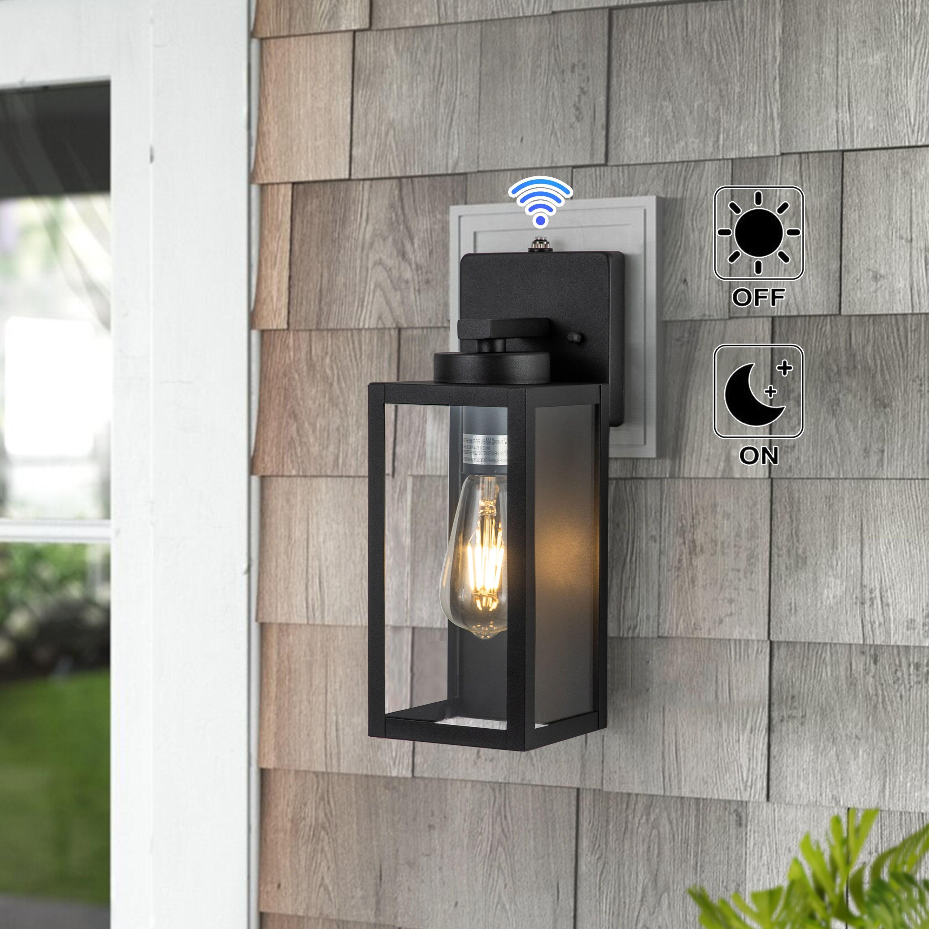 C Cattleya 2 Pack Matte Black Outdoor Wall Lights with Dusk to Dawn Sensor