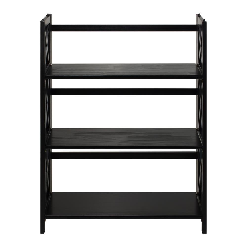 Casual Home 301-32 Montego 3-Shelf Folding Bookcase, Black