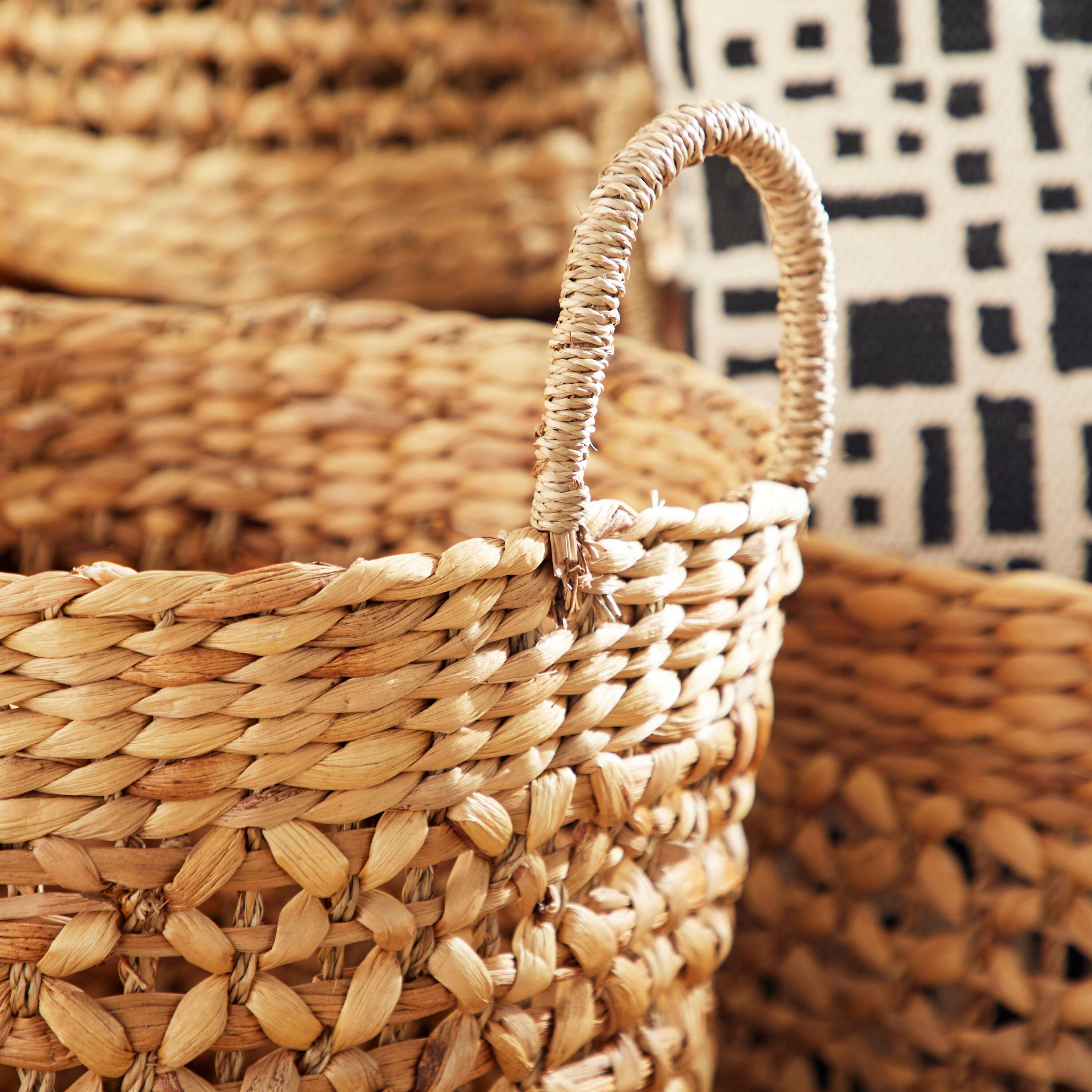 Seagrass Handmade Woven Decorative and Functional Storage Basket with Handles