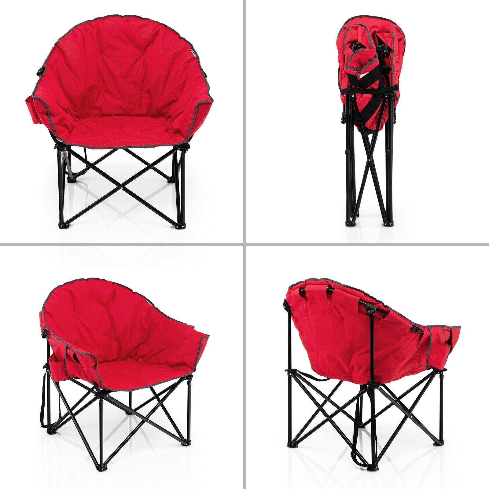 Costway Oversized Folding Padded Camping Moon Saucer Chair Bag Outdoor Fishing Red