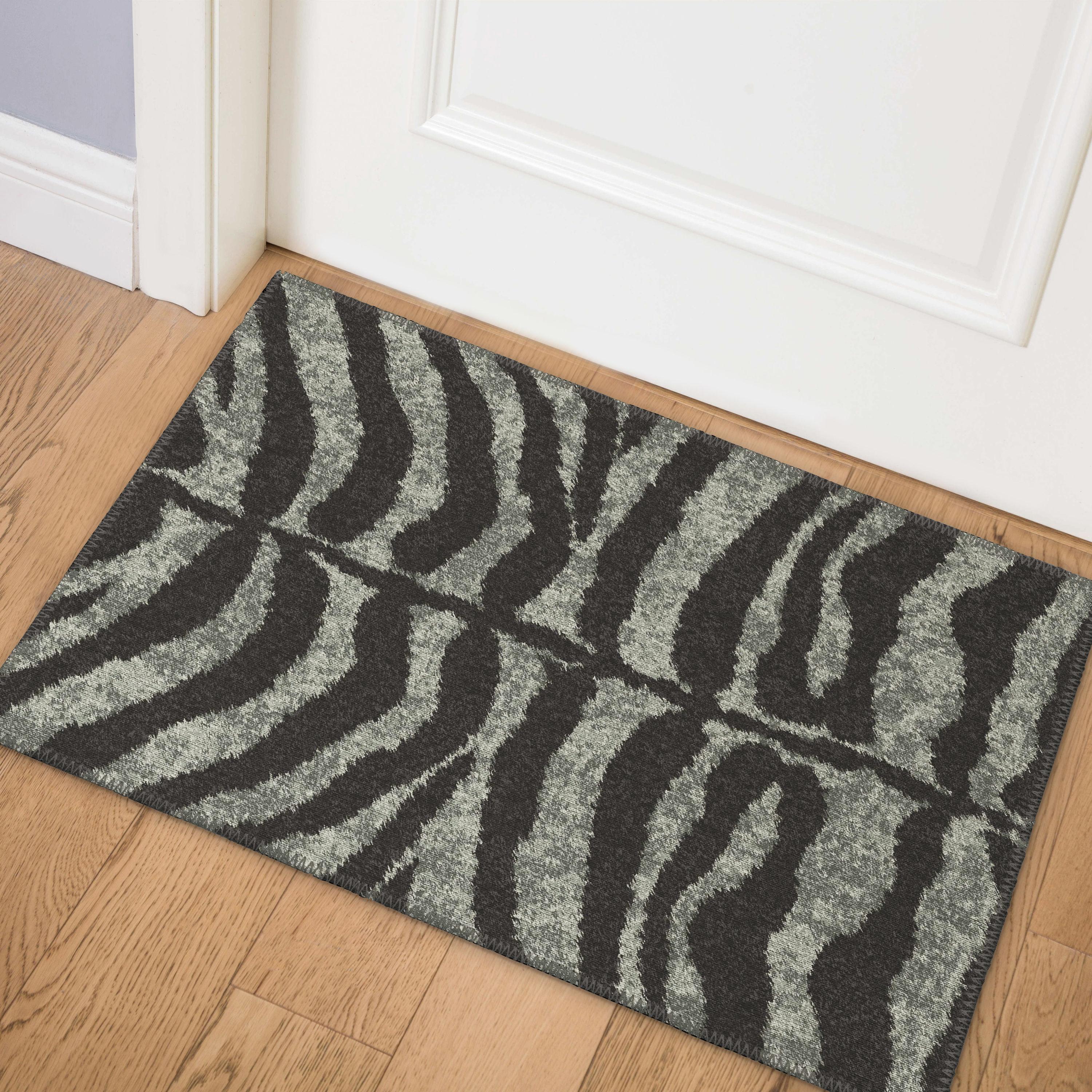 Addison Rugs Addison Indoor/ Outdoor Safari Zebra Animal Print Washable Area Rug 1'8" x 2'6" - Shadow