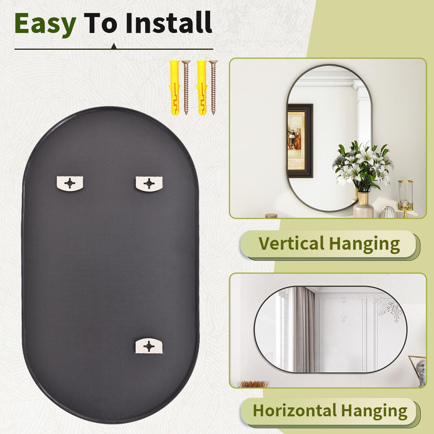 Oval Mirror, 20 X 36 Inch Black Bathroom Mirror, Oval Mirror for Bathroom, Black Vanity Mirror for Wall, Entryway, Living Room, Wall Mount Mirrors Hangs Vertical or Horizontal