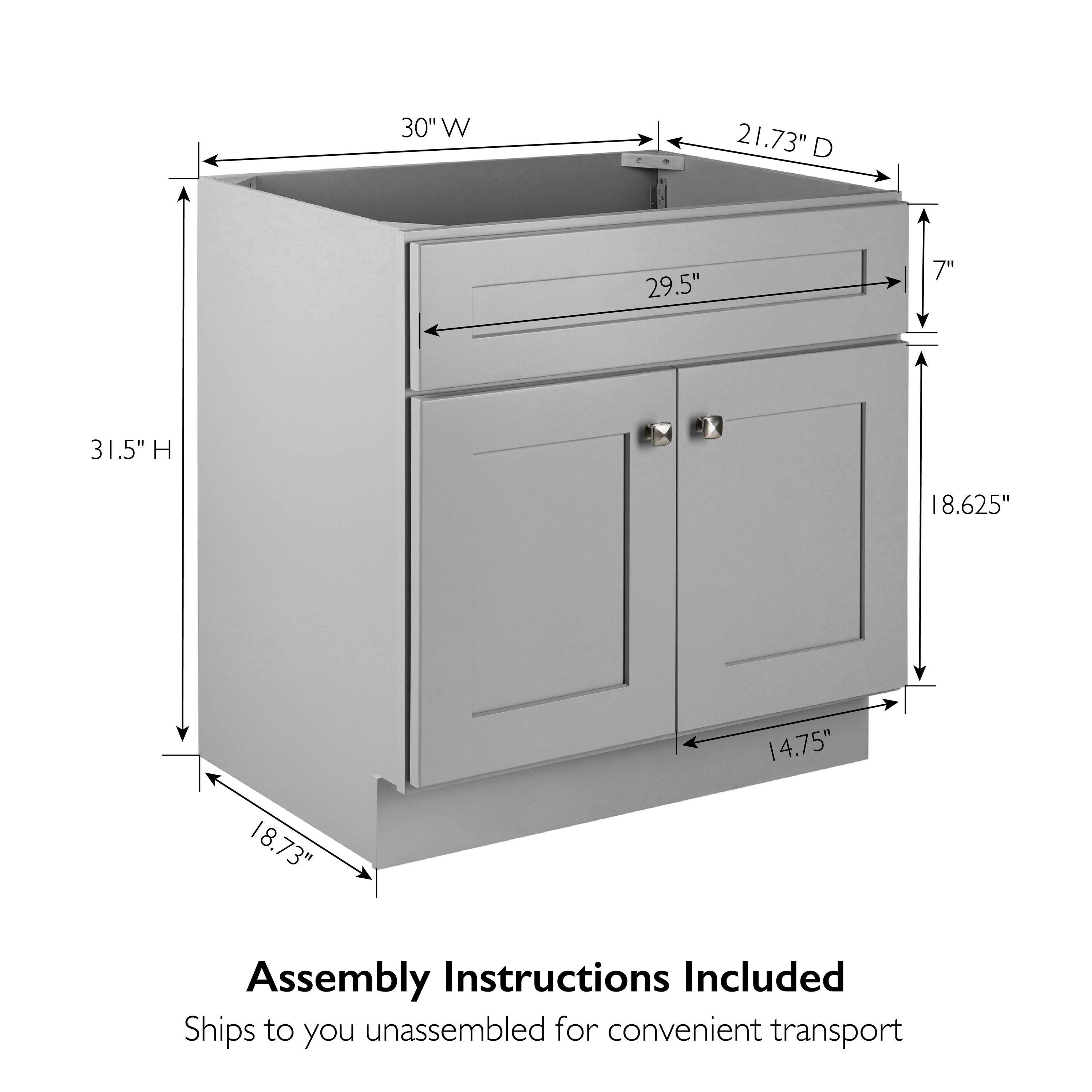 Brookings 30 Inch Bathroom Vanity, Ready to Assemble, Solid Wood, Sherwin Williams – Design House, 587089