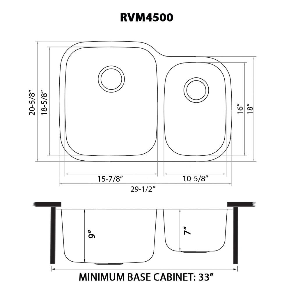 Ruvati 29-inch Undermount 60/40 Double Bowl 16 Gauge Stainless Steel Kitchen Sink