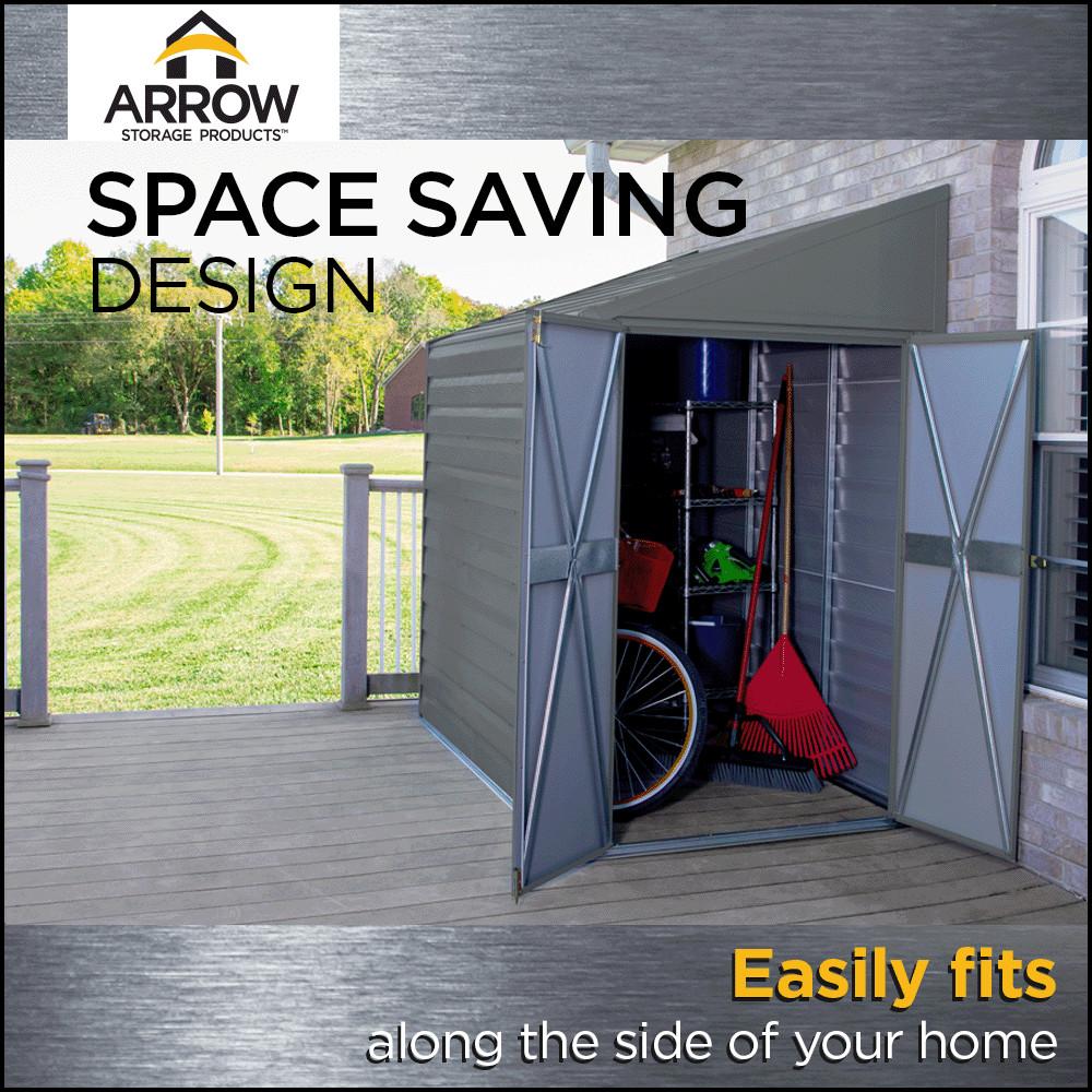 Yardsaver® 4 x 10 ft Steel Storage Shed Pent Roof Eggshell