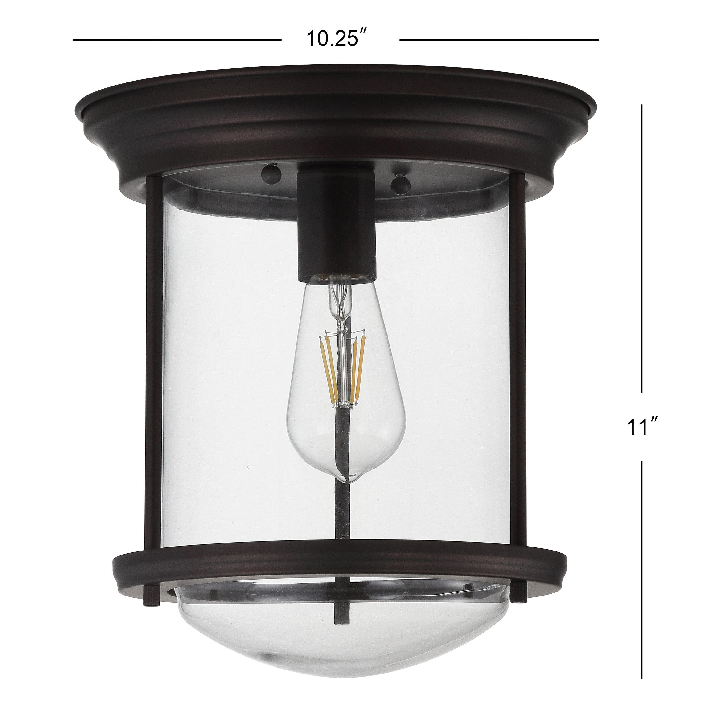 Savannah 10.25" Metal/Glass LED Flush Mount, Oil Rubbed Bronze