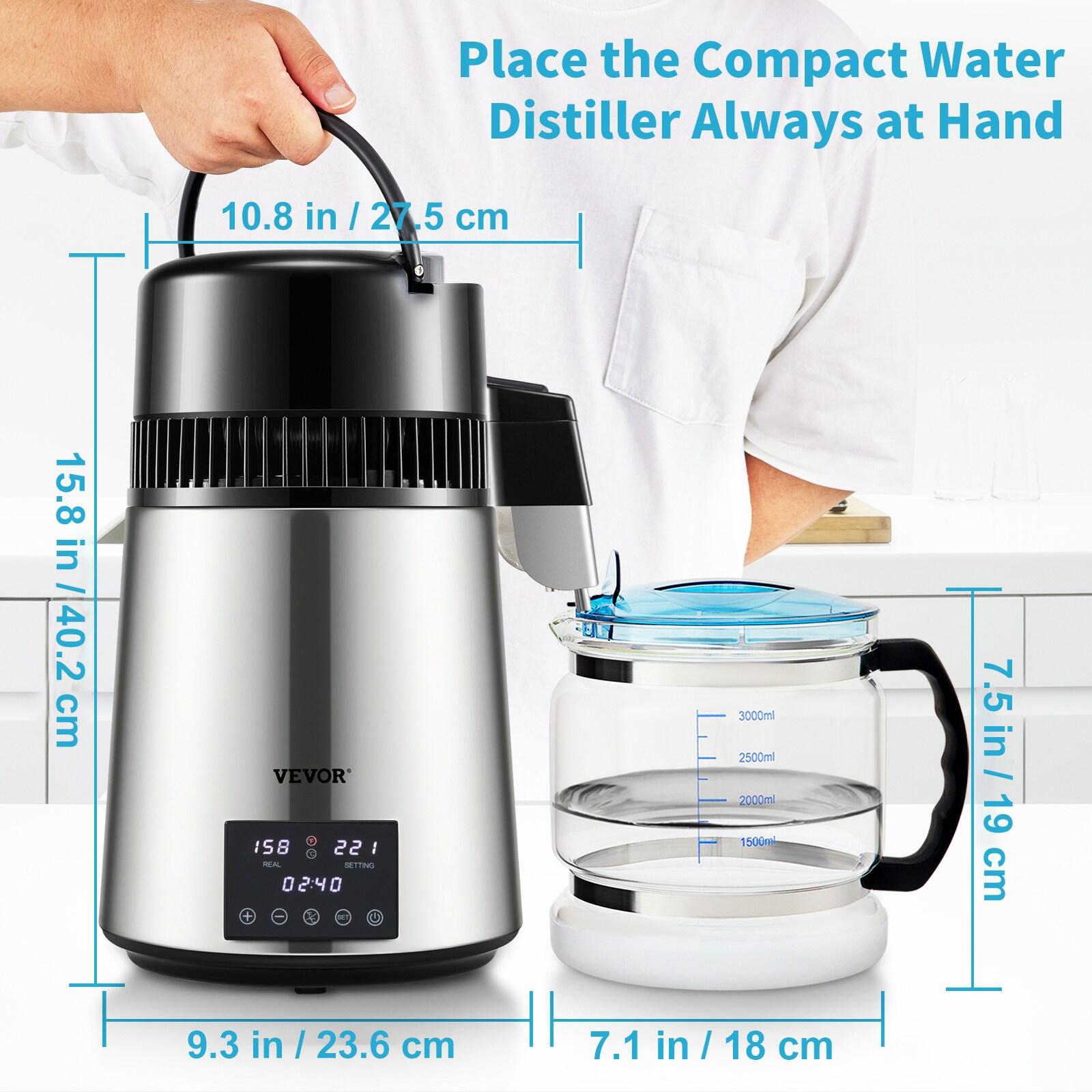 VEVOR VEVOR 1.1 Gallon Countertop Water Distiller, 0.4 Gal/H, 1750W Stainless Steel Distiller