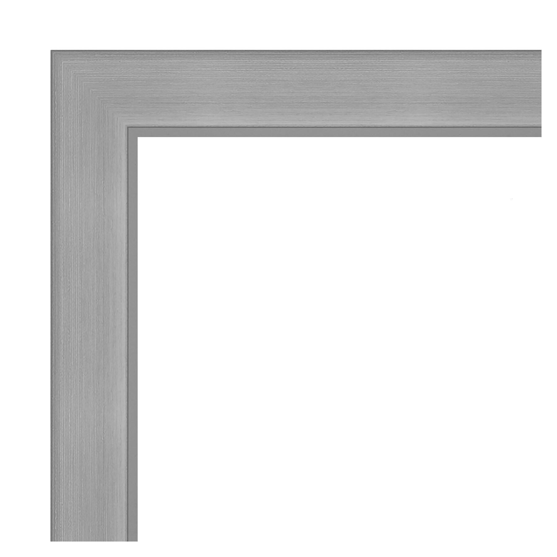 Amanti Art Beveled Bathroom Wall Mirror - Vista Brushed Nickel Frame Vista Brushed Nickel Outer Size: 22 x 28 in