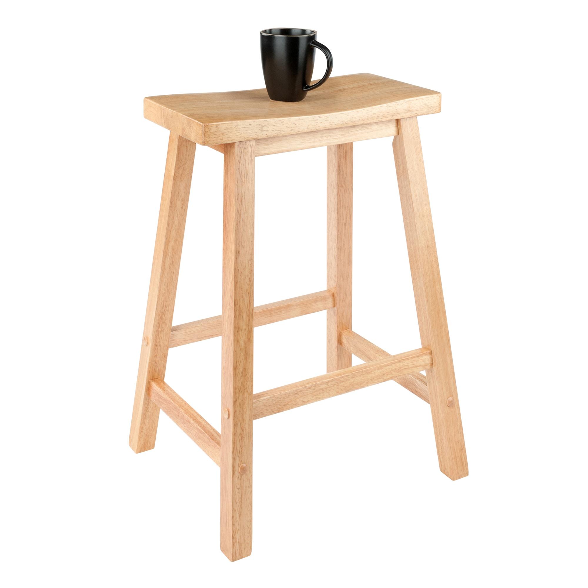 24" Satori Saddle Seat Counter Height Barstool Beech - Winsome: Wood Frame, Spot Clean, No Backrest