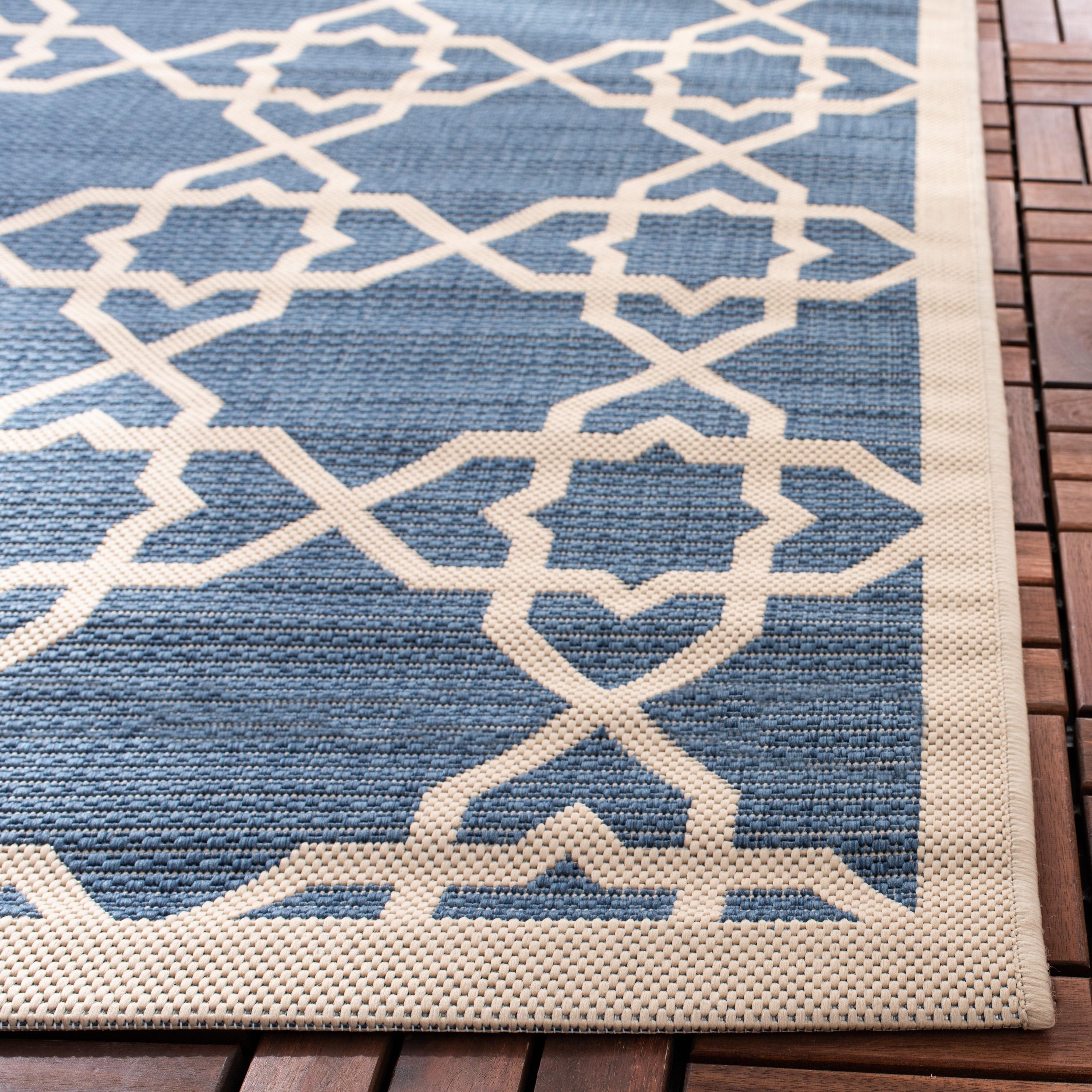 Courtyard CY6032 Power Loomed Indoor and Outdoor Runner Rug - Blue/Beige - 2'3"x12' - Safavieh