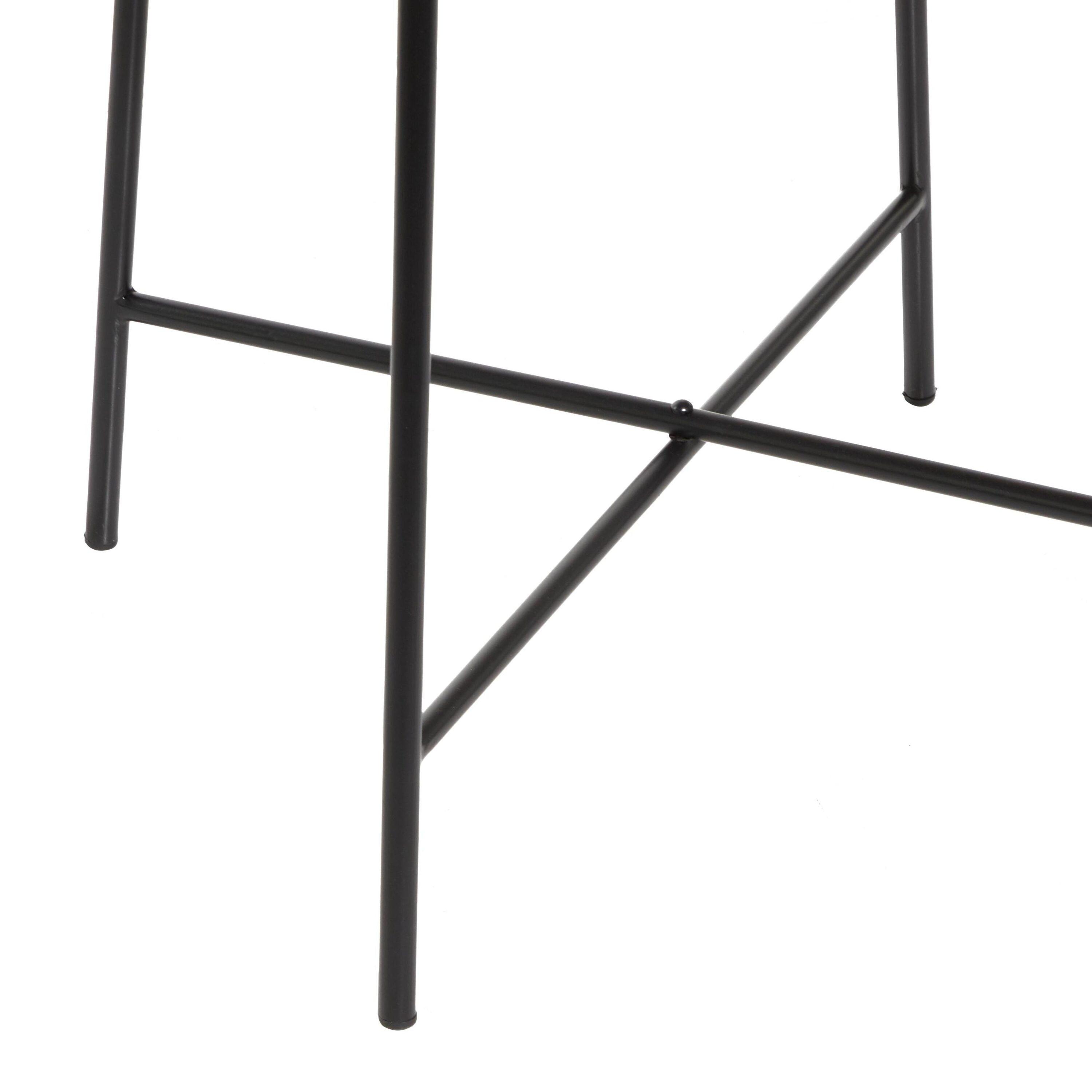 Olivia & May Contemporary Metal and Wood Accent Table Medium Black: Round Side, No Assembly Required