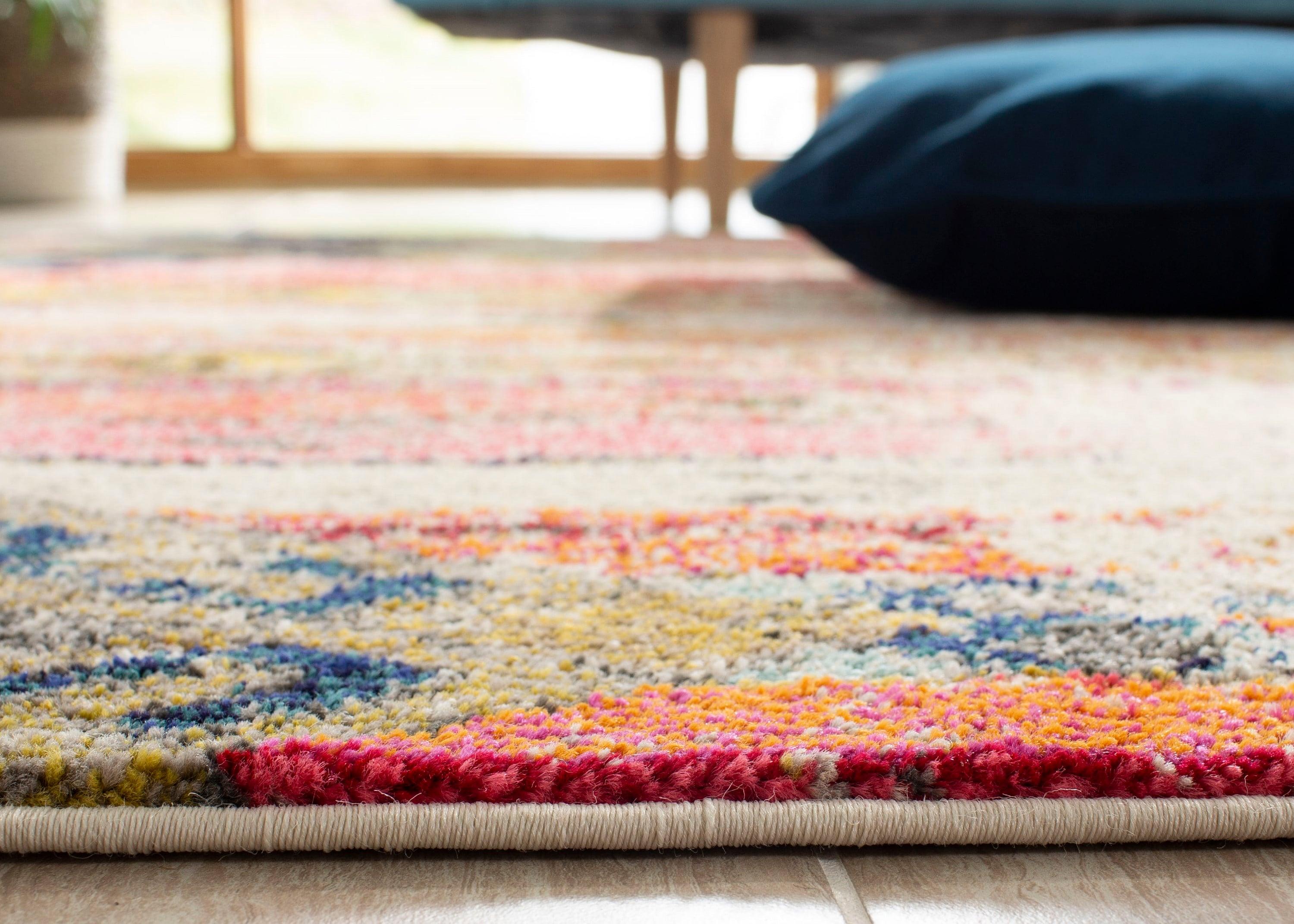 Monaco MNC222 Power Loomed Indoor Accent Rug - Light Grey/Multi - 4' Round - Safavieh