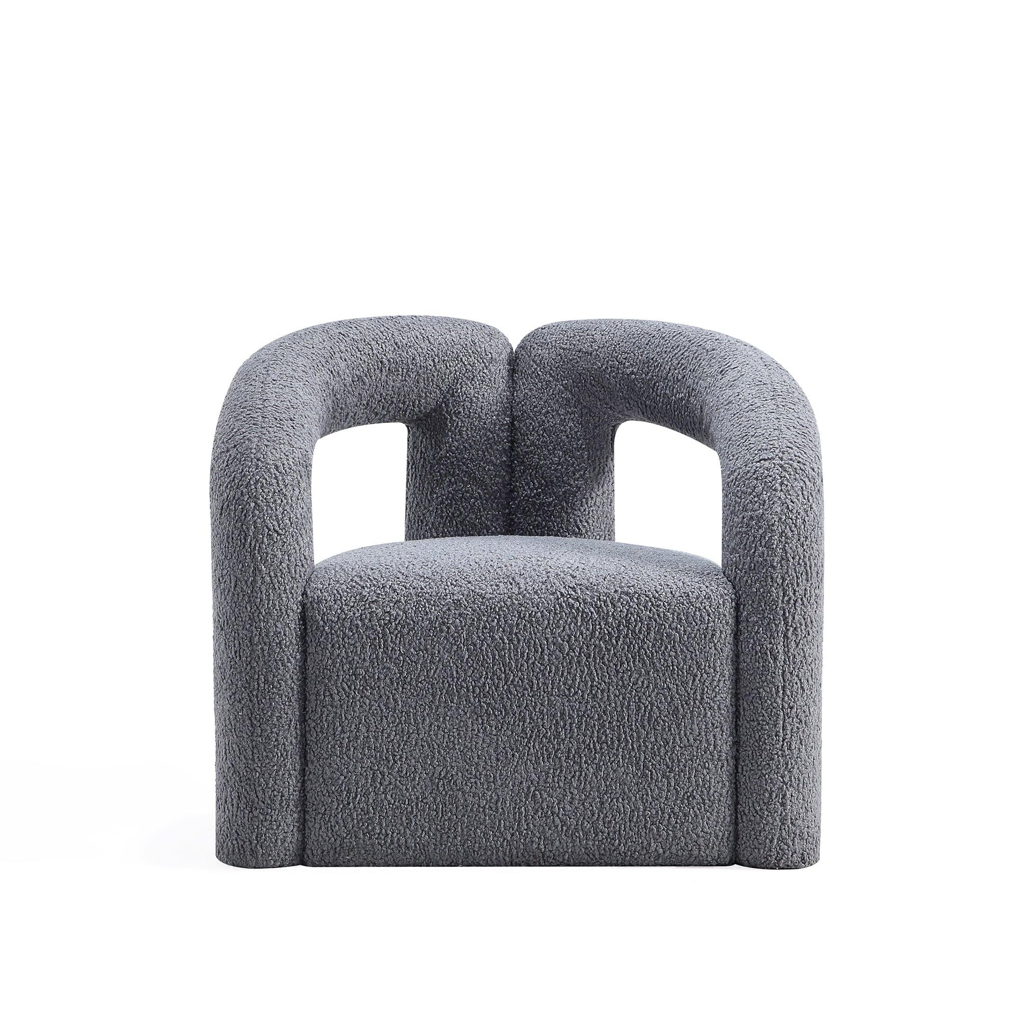 Manhattan Comfort Darian Modern Boucle Upholstered Accent Chair Gray: Pine Frame, Foam Cushion, No Assembly Required