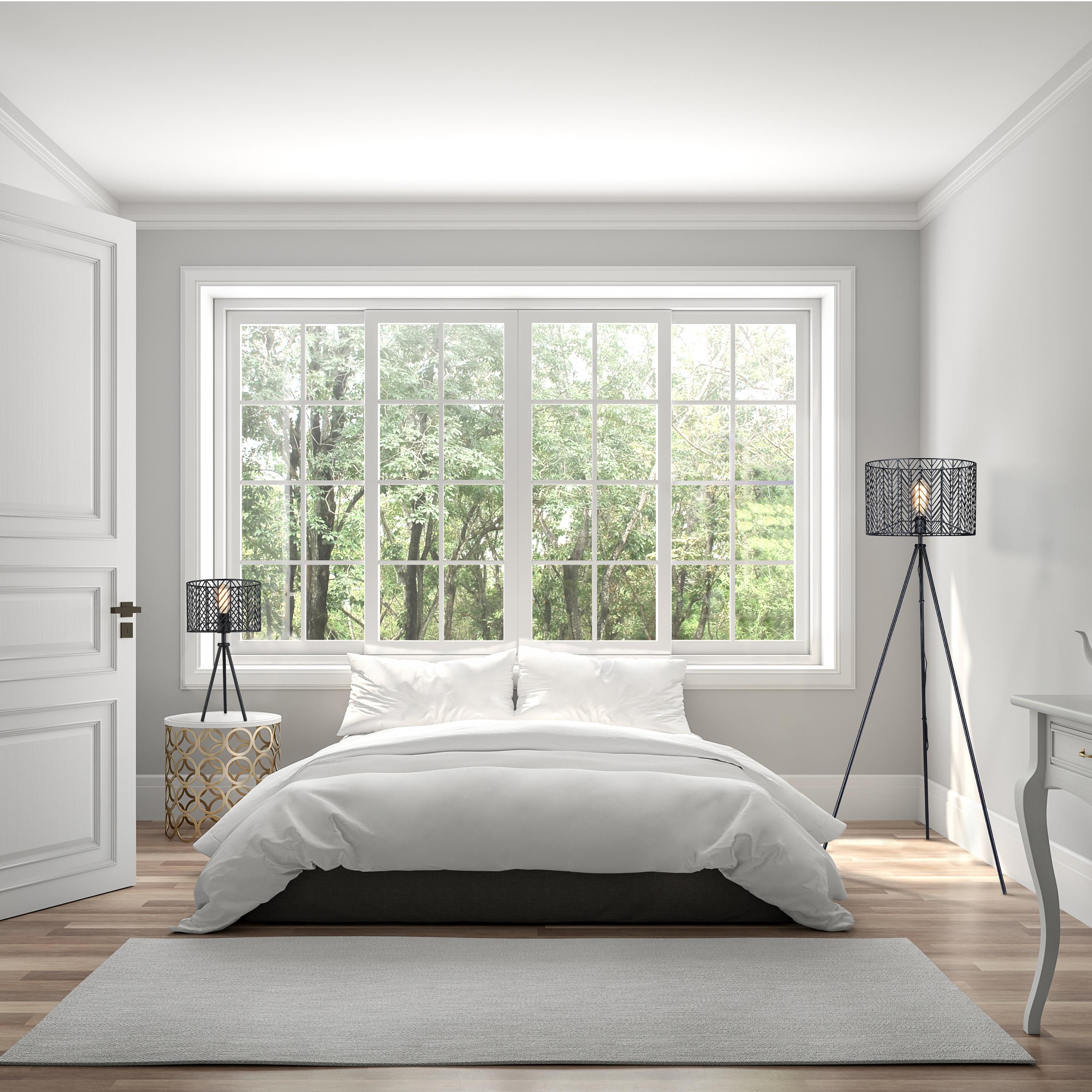 18.5" Ingrid Cage Shade Metal Tripod Table Lamp Black - River of Goods: Modern Accent for Living Room, Inline Switch