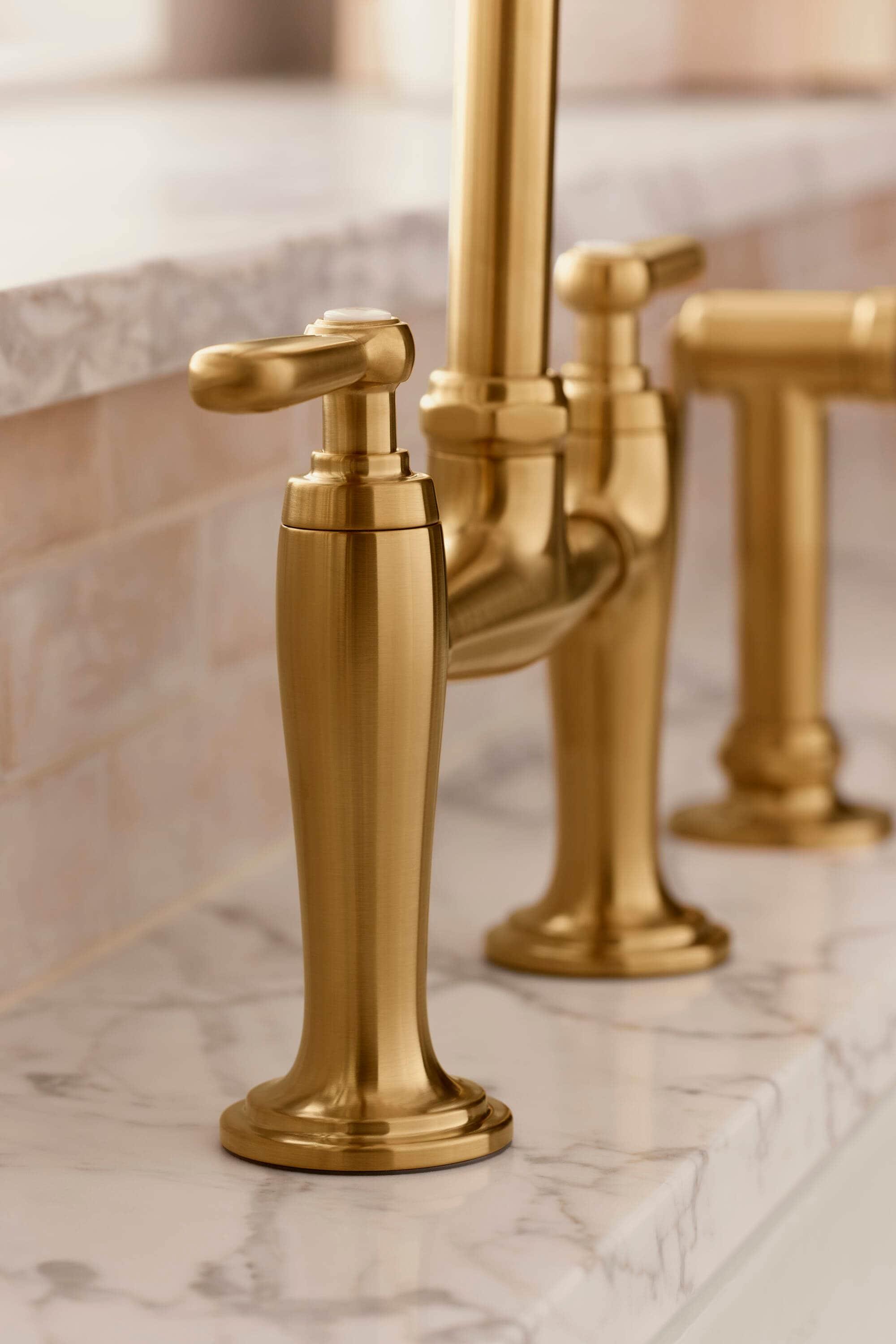Edalyn by Studio McGee Two-Hole Bridge Kitchen Sink Faucet with Side Sprayer