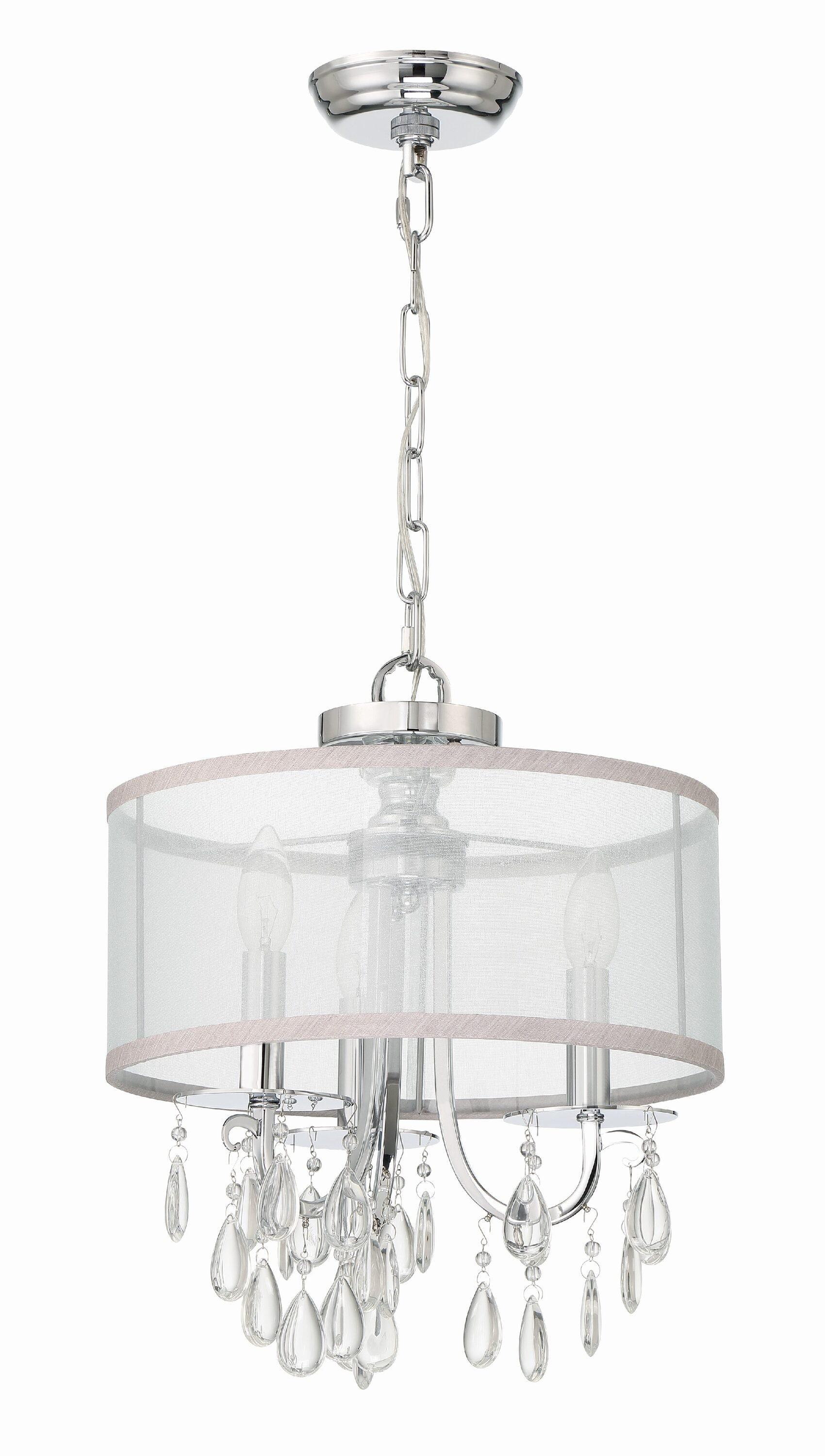Three Light Chandelier In Minimalist Style 14 Inches Wide By 17 Inches High-Polished Chrome Finish    -Traditional Installation Crystorama Lighting