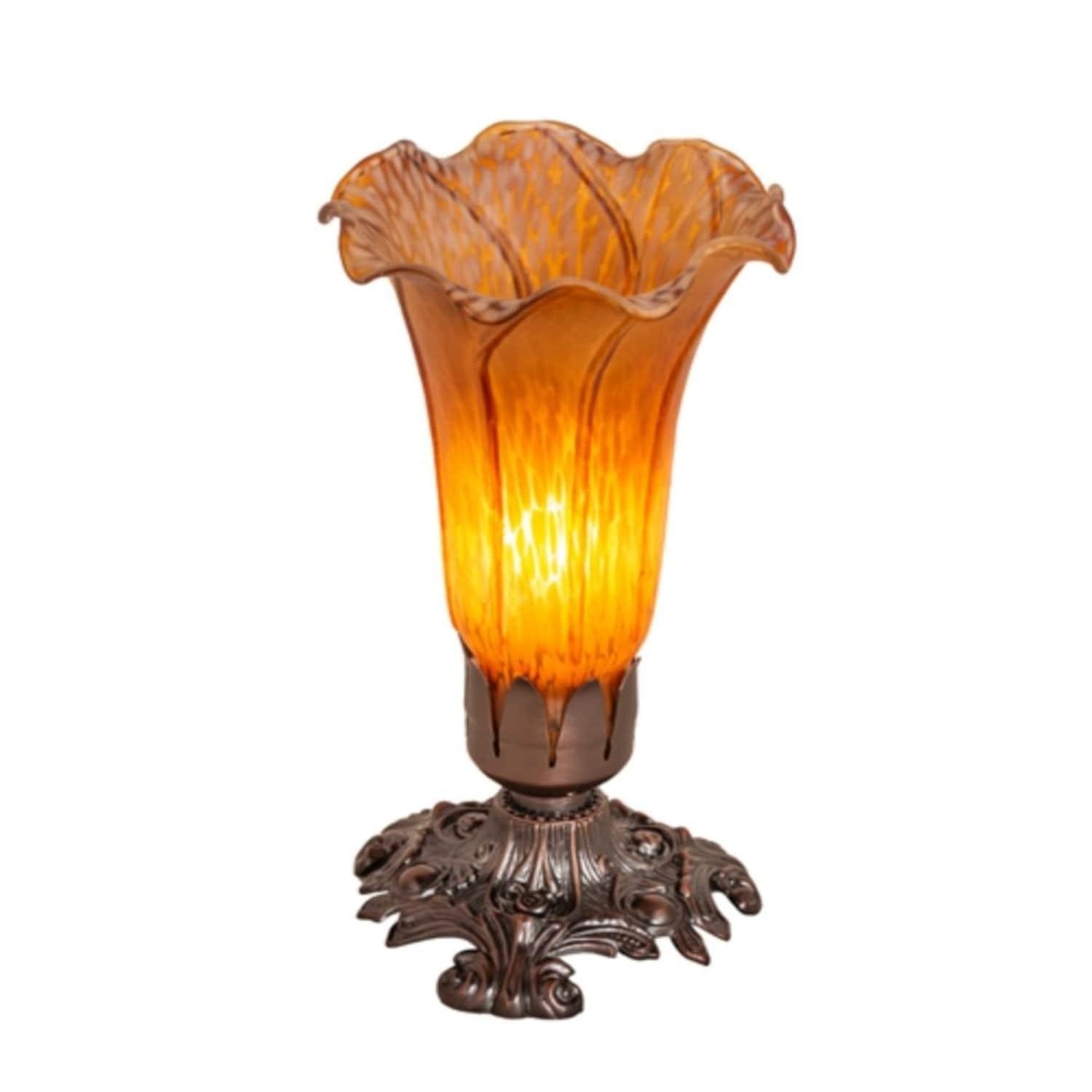 Meyda Home Indoor Decorative Lighting Accessories 8"H Amber Pond Lily Accent Lamp