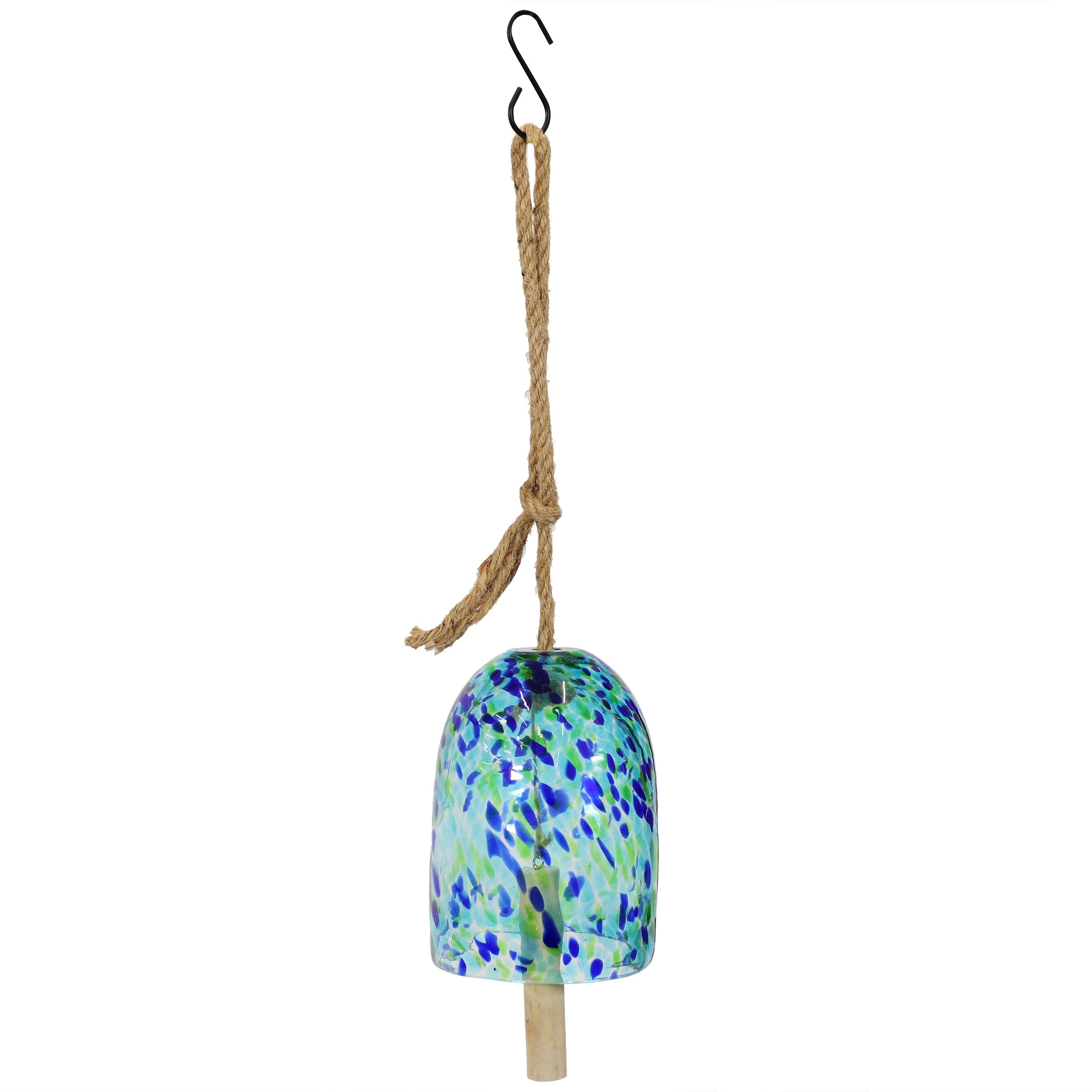 Sunnydaze Outdoor Natural Melody Glass Wind Bell Chime - 7.5" - Blue Freeze